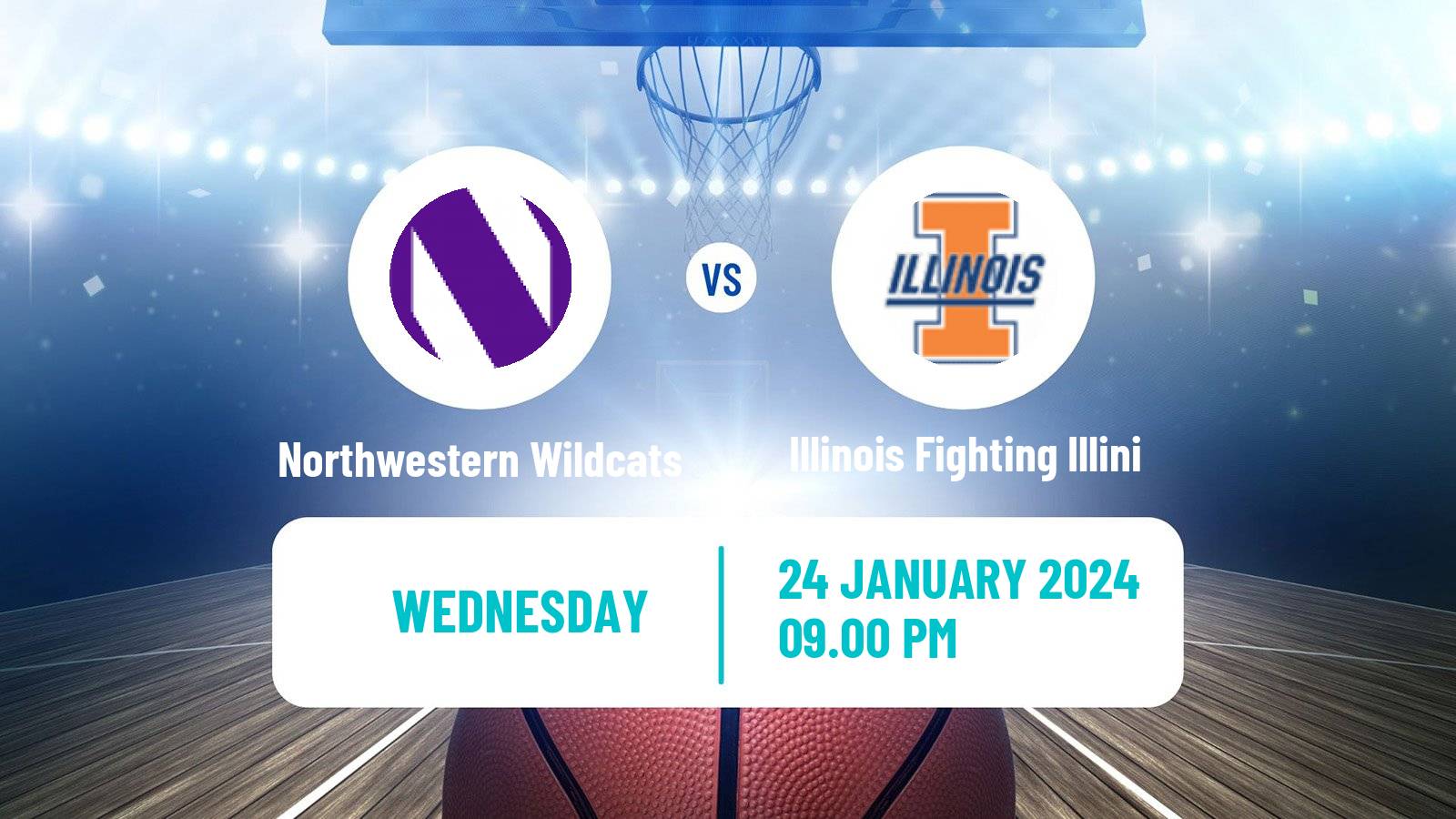Basketball NCAA College Basketball Northwestern Wildcats - Illinois Fighting Illini