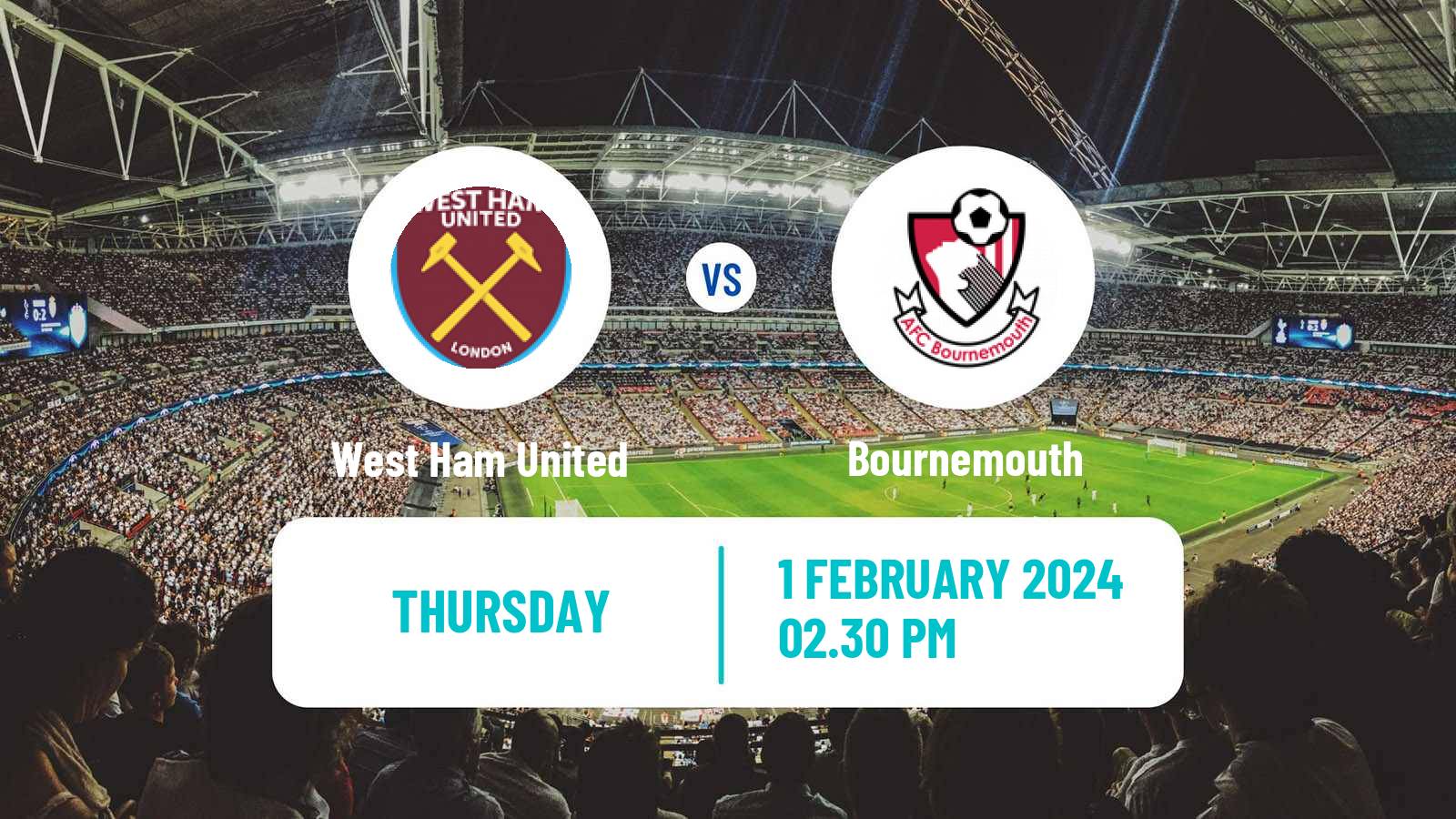 Soccer English Premier League West Ham United - Bournemouth