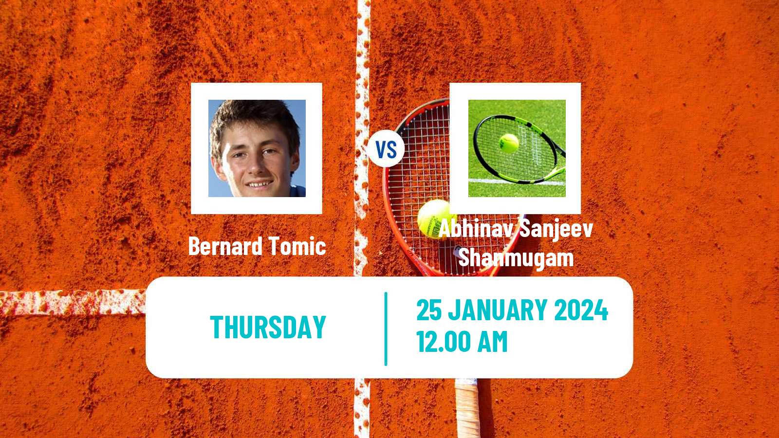 Tennis ITF M25 Chennai Men Bernard Tomic - Abhinav Sanjeev Shanmugam