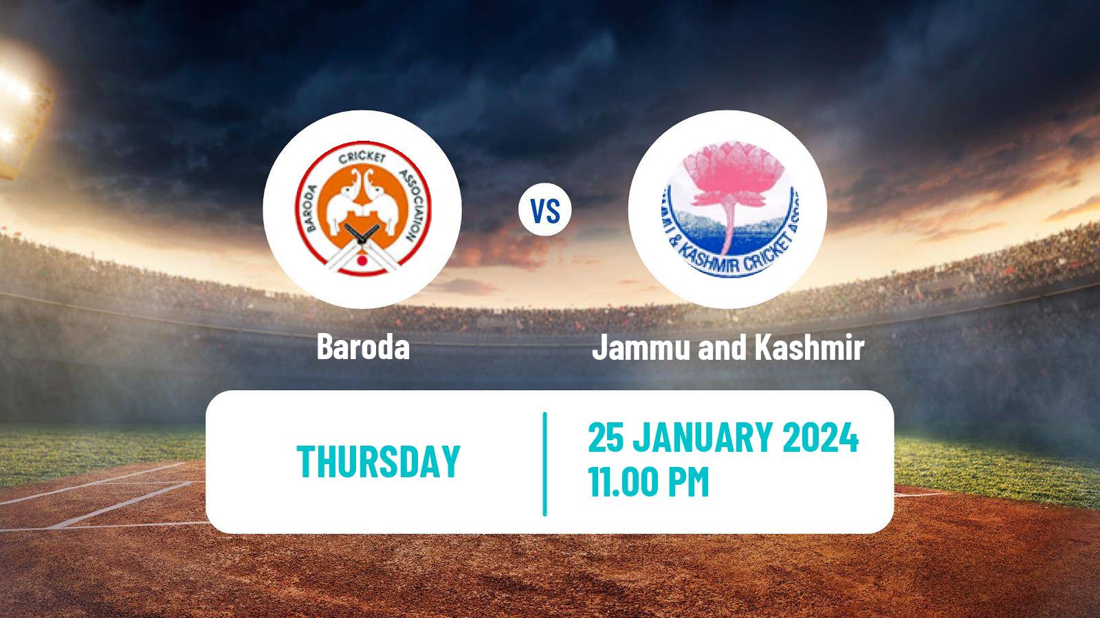 Cricket Ranji Trophy Baroda - Jammu and Kashmir