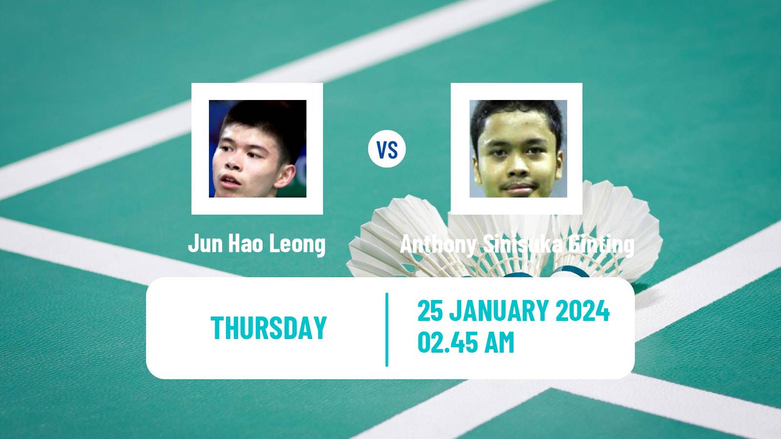 Badminton BWF World Tour Indonesia Masters Men Jun Hao Leong - Anthony Sinisuka Ginting
