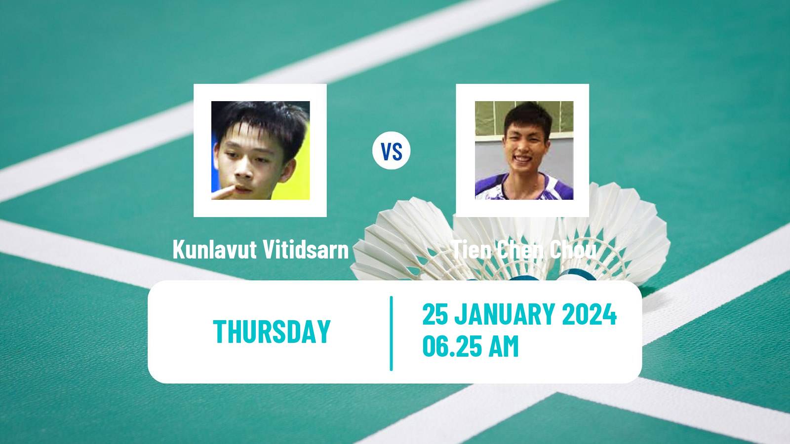 Badminton BWF World Tour Indonesia Masters Men Kunlavut Vitidsarn - Tien Chen Chou