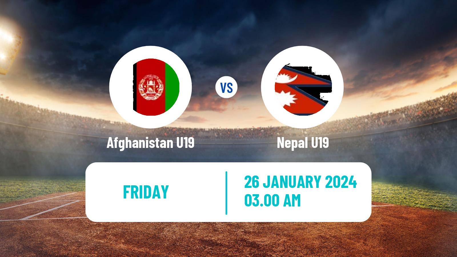 Cricket ICC U19 World Cup Afghanistan U19 - Nepal U19