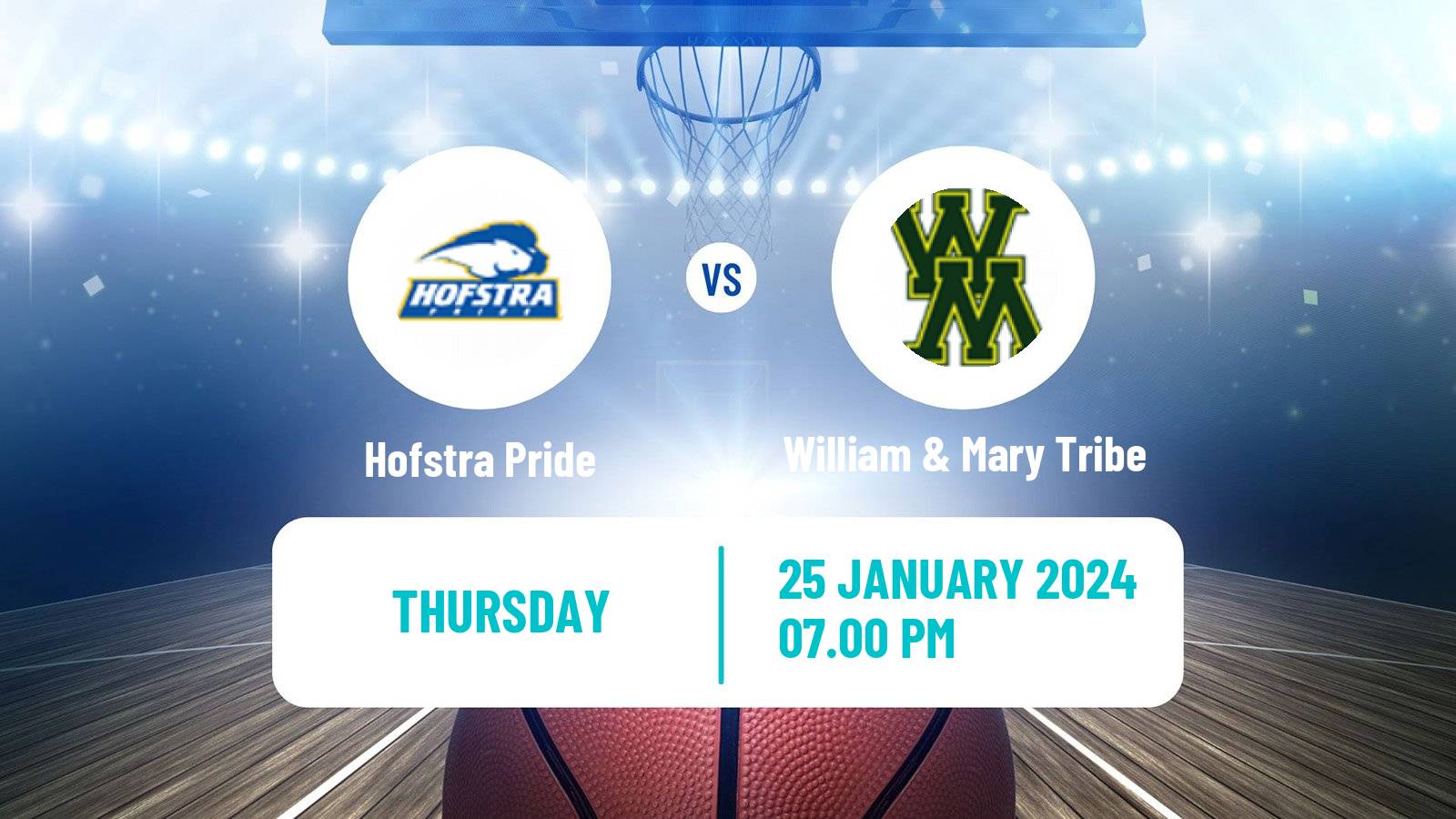 Basketball NCAA College Basketball Hofstra Pride - William & Mary Tribe