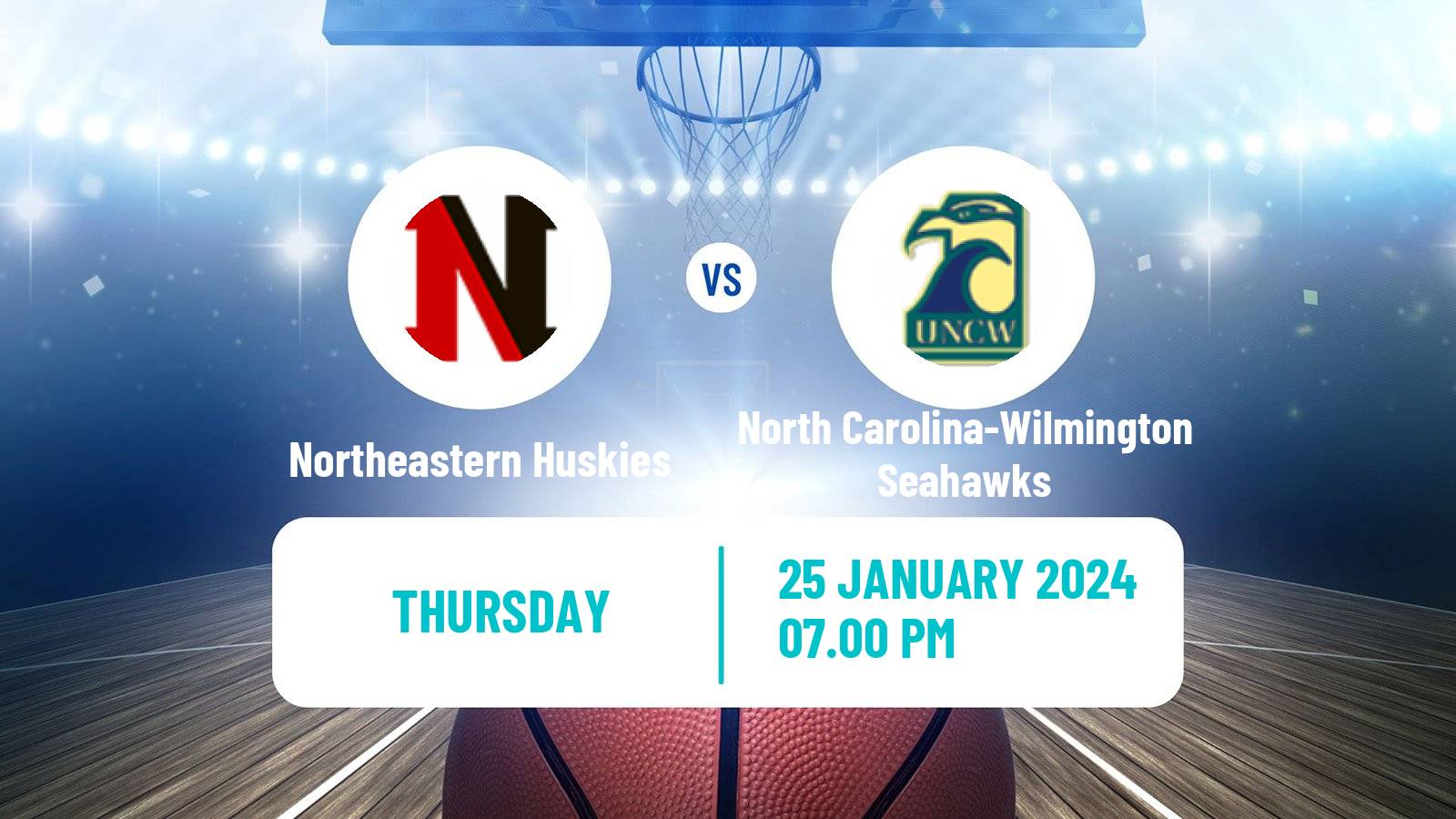 Basketball NCAA College Basketball Northeastern Huskies - North Carolina-Wilmington Seahawks