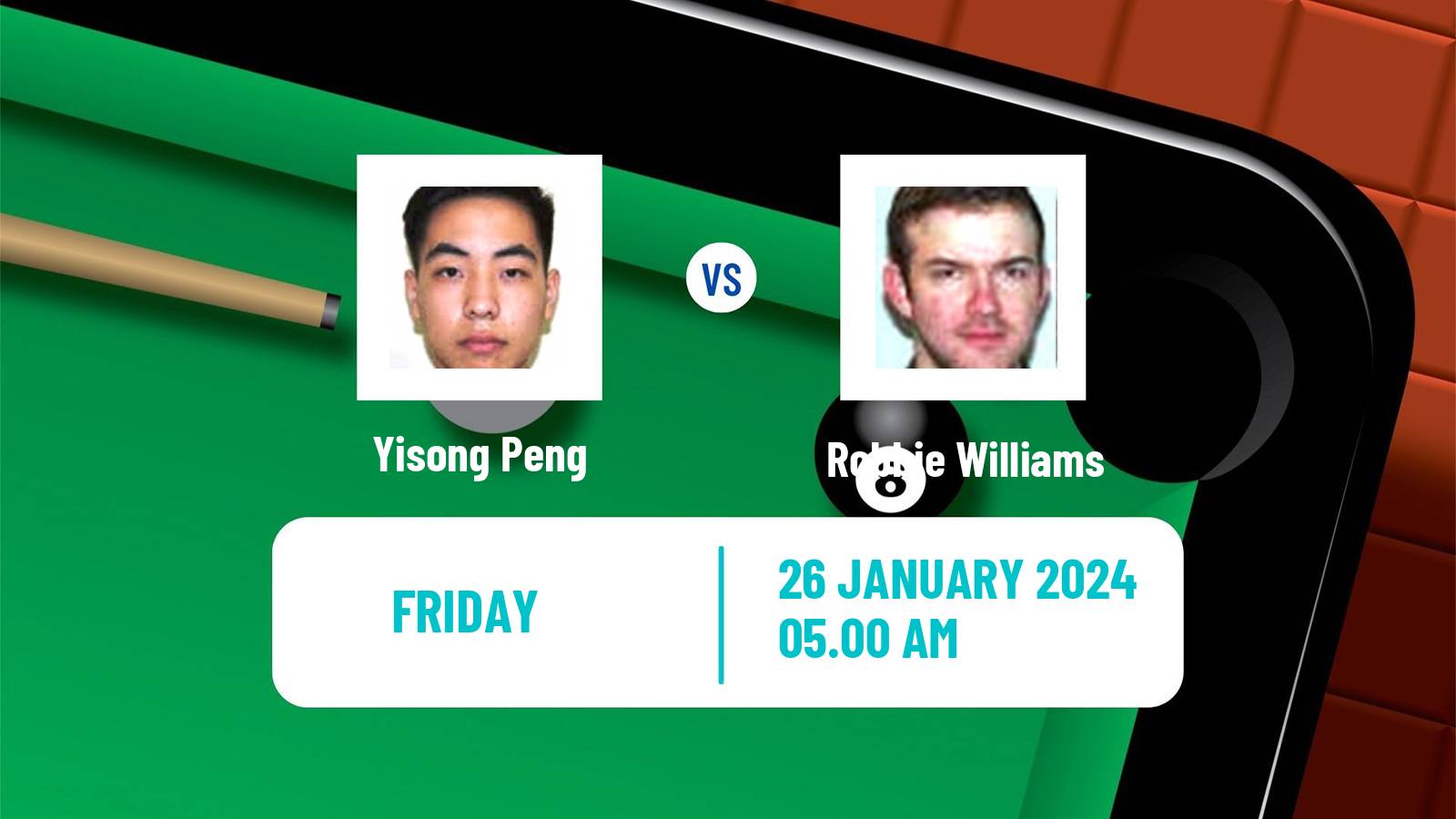 Snooker Welsh Open Yisong Peng - Robbie Williams