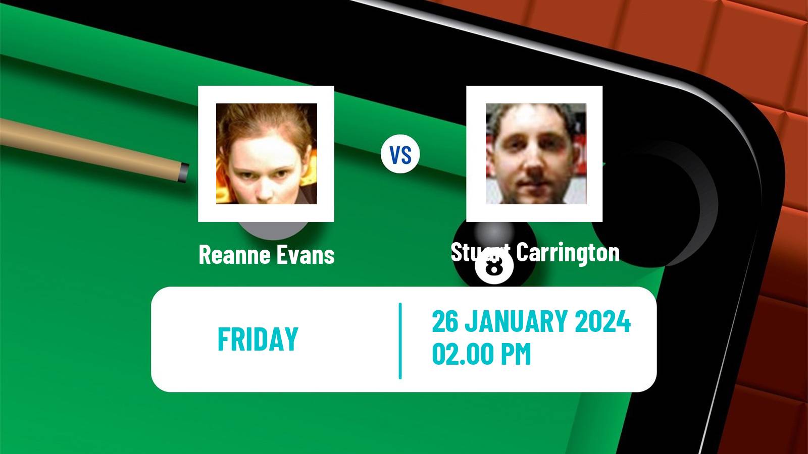 Snooker Welsh Open Reanne Evans - Stuart Carrington