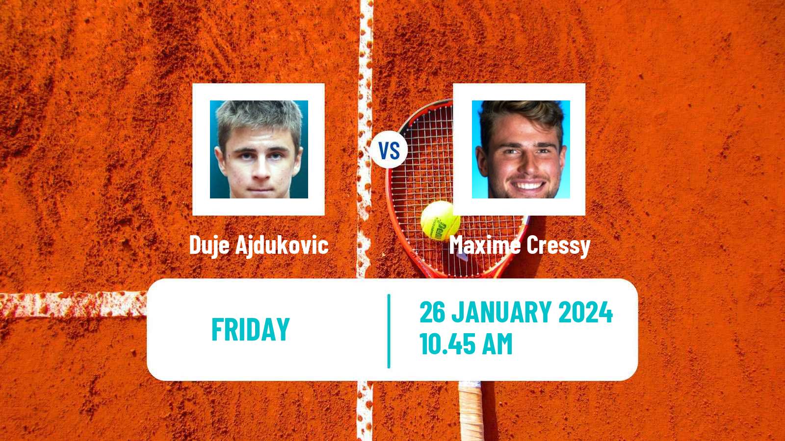 Tennis Quimper Challenger Men Duje Ajdukovic - Maxime Cressy