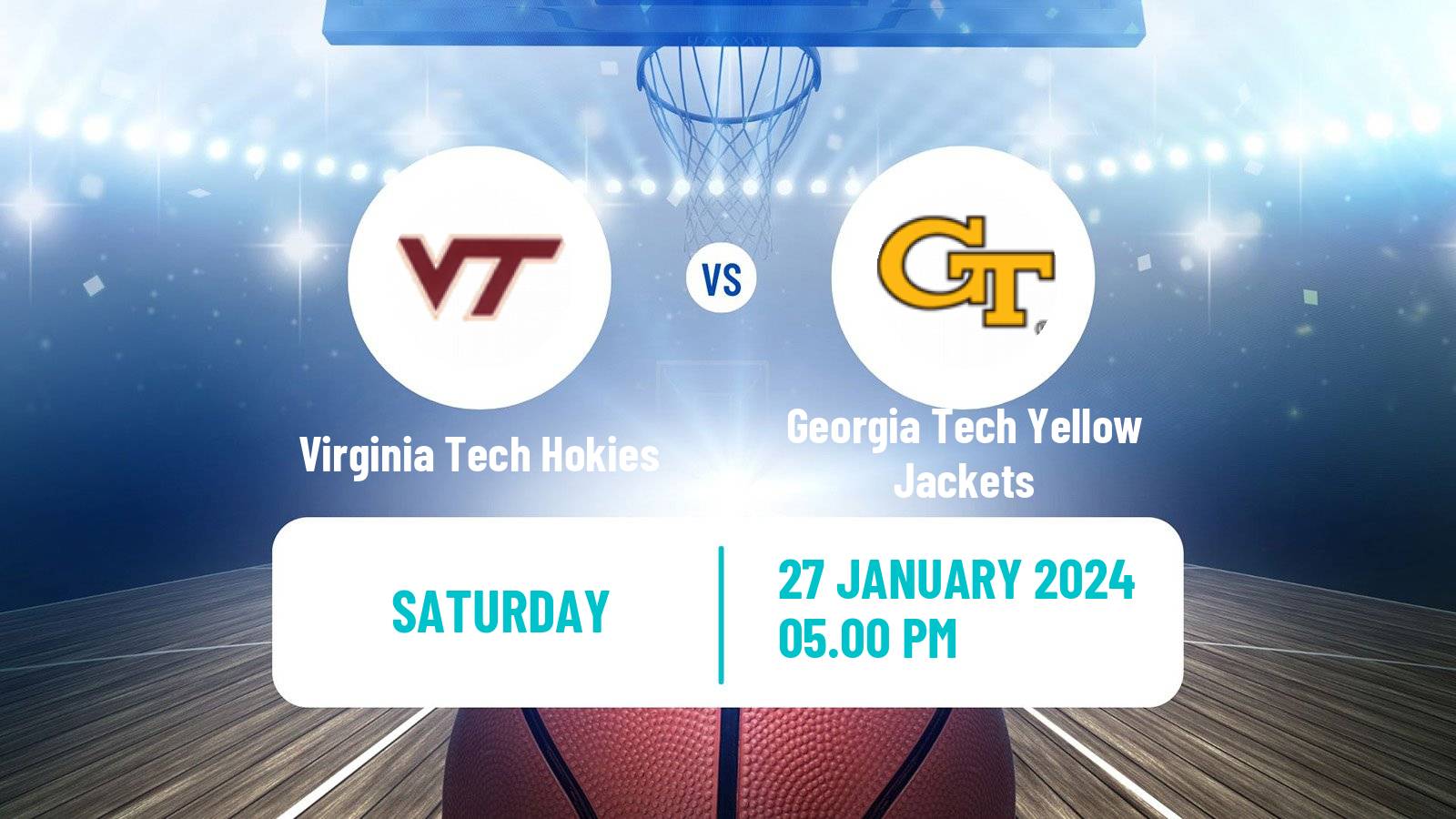 Basketball NCAA College Basketball Virginia Tech Hokies - Georgia Tech Yellow Jackets