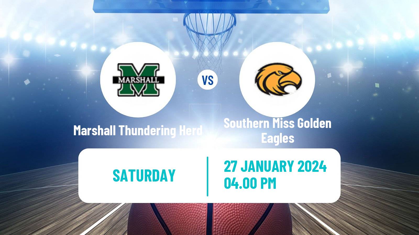 Basketball NCAA College Basketball Marshall Thundering Herd - Southern Miss Golden Eagles