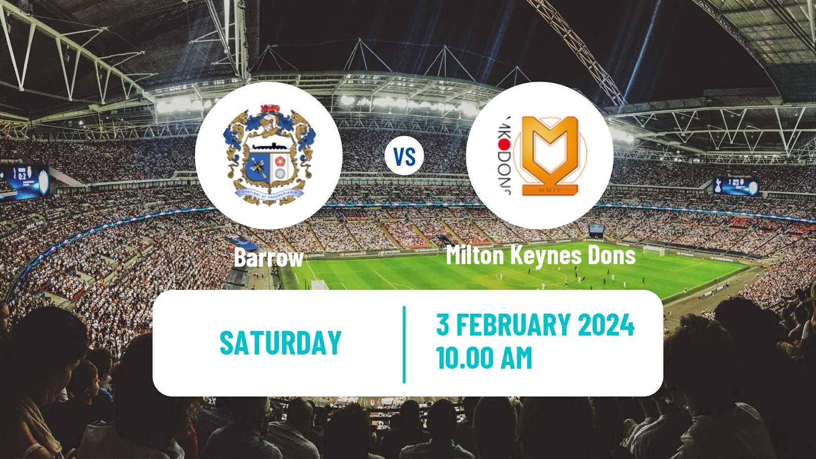 Soccer English League Two Barrow - Milton Keynes Dons