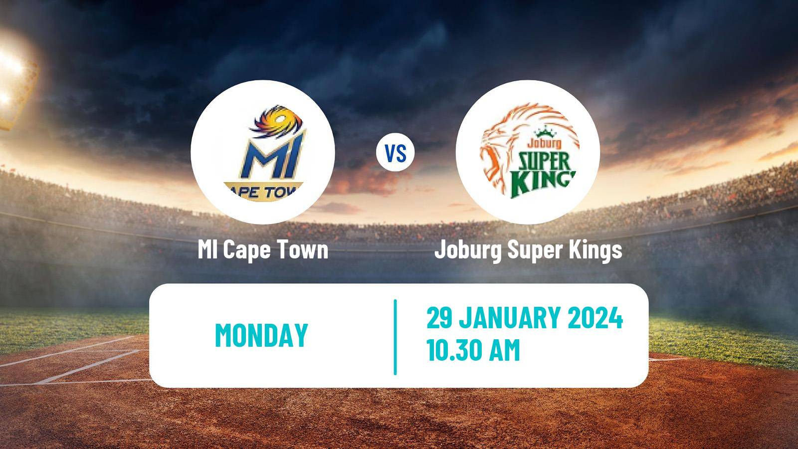 Cricket South African SA20 MI Cape Town - Joburg Super Kings