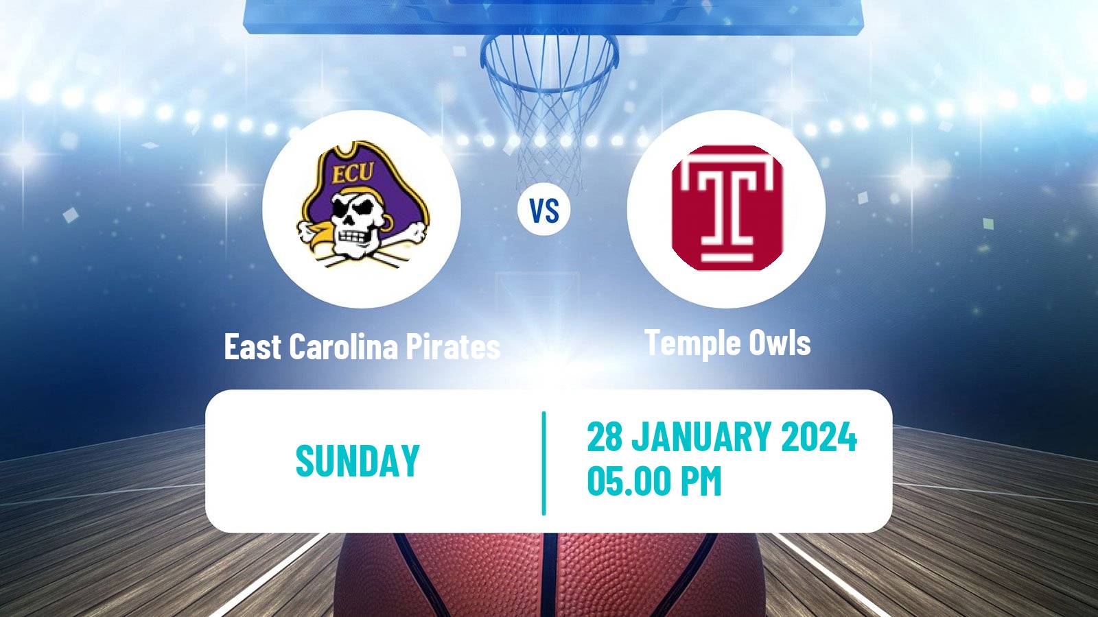 Basketball NCAA College Basketball East Carolina Pirates - Temple Owls