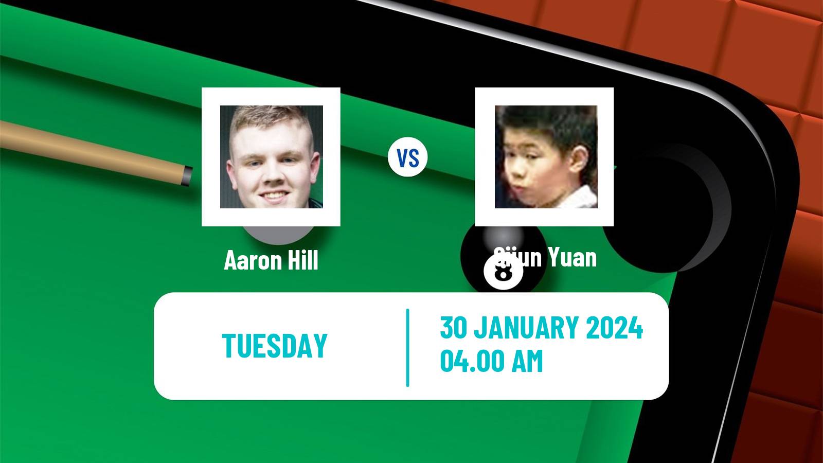 Snooker German Masters Aaron Hill - Sijun Yuan