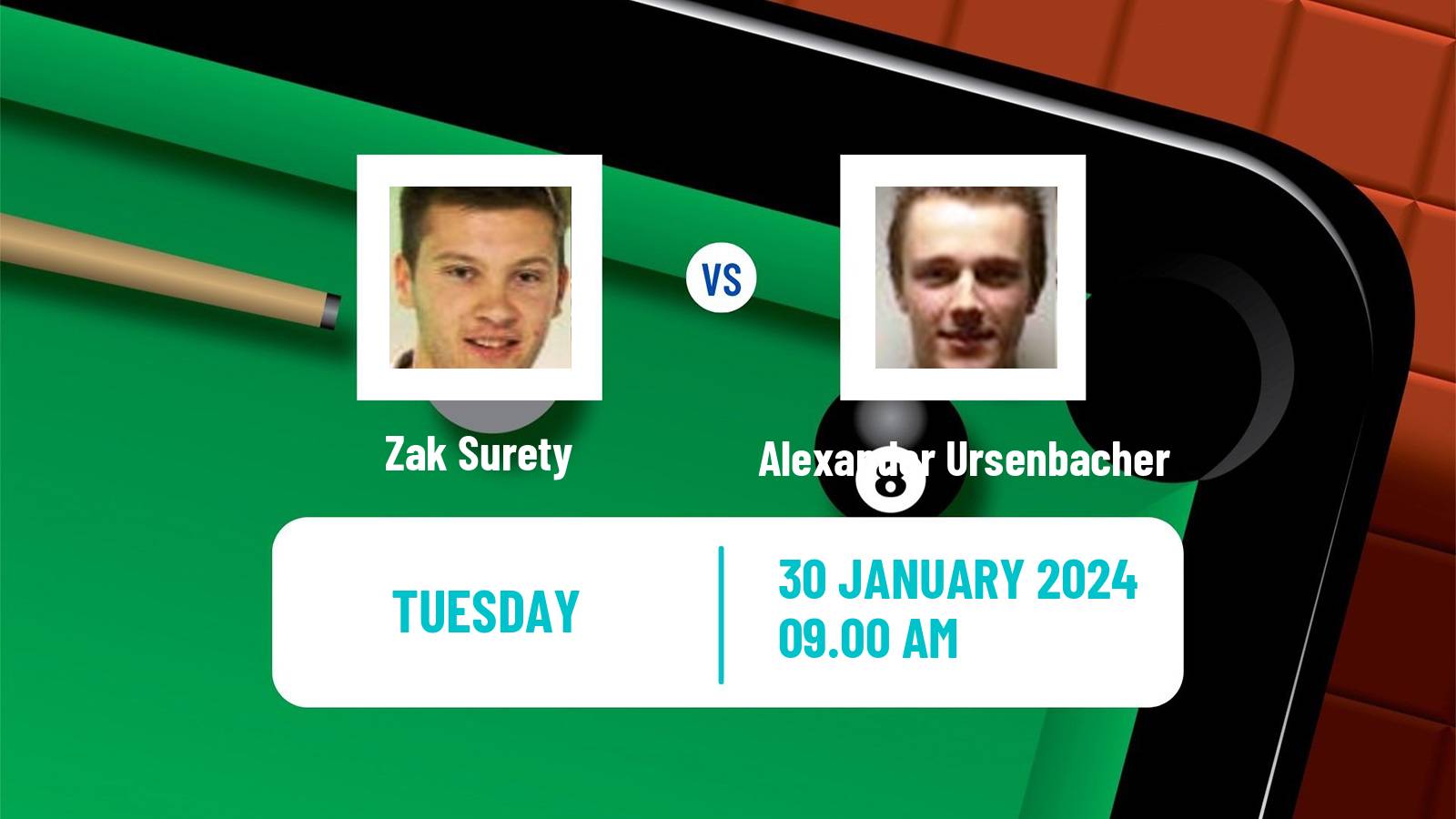 Snooker German Masters Zak Surety - Alexander Ursenbacher