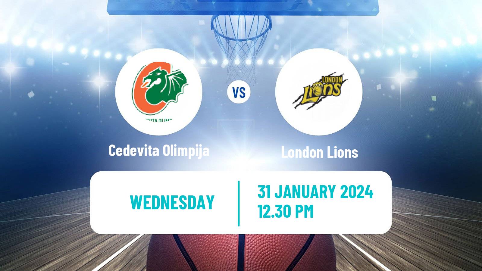 Basketball Eurocup Cedevita Olimpija - London Lions