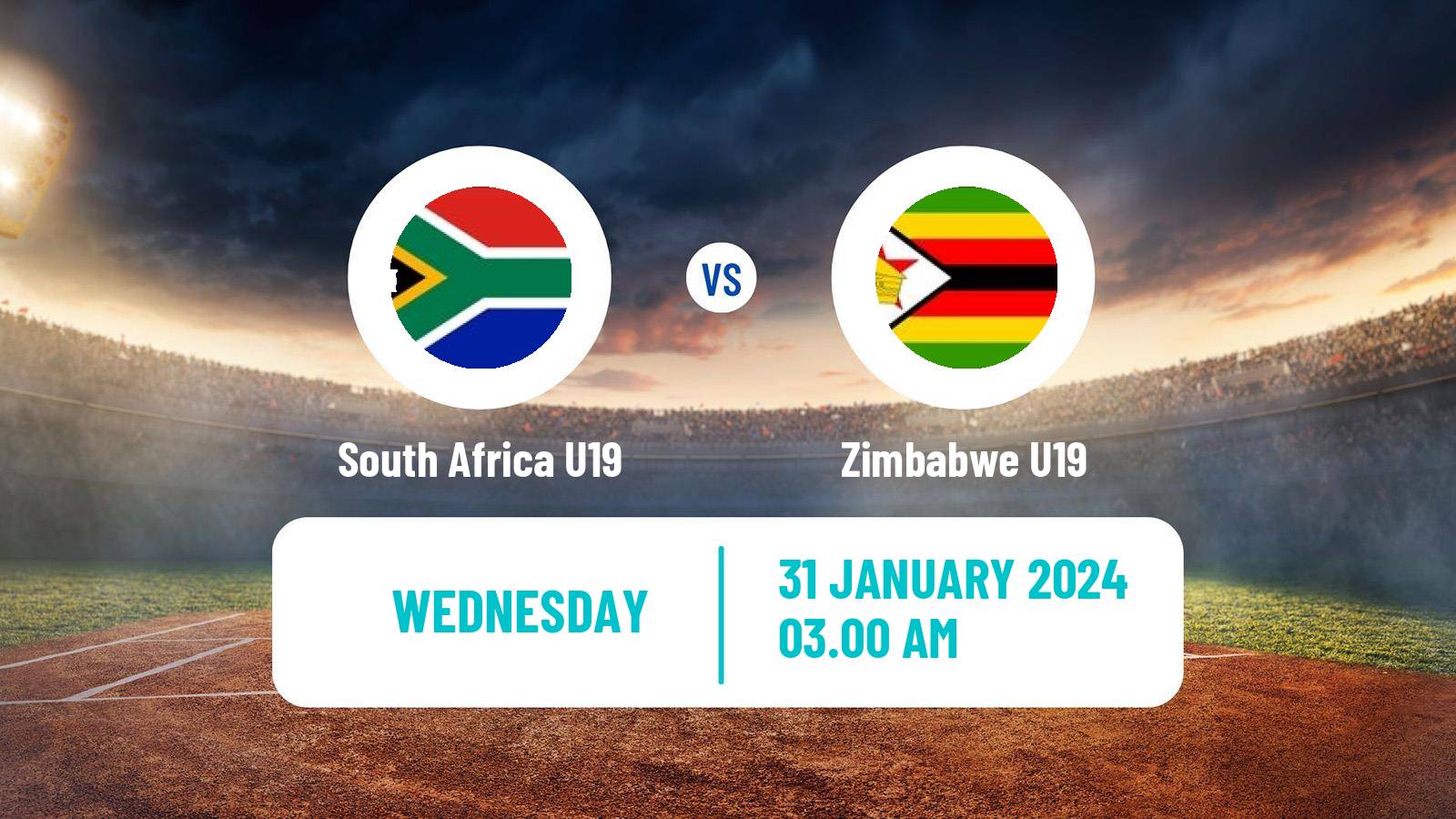 Cricket ICC U19 World Cup South Africa U19 - Zimbabwe U19
