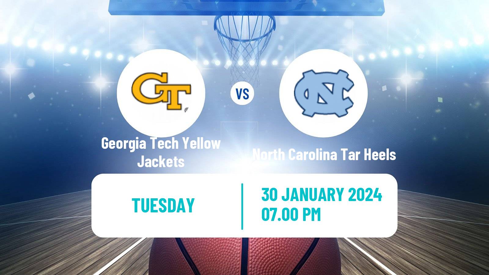 Basketball NCAA College Basketball Georgia Tech Yellow Jackets - North Carolina Tar Heels