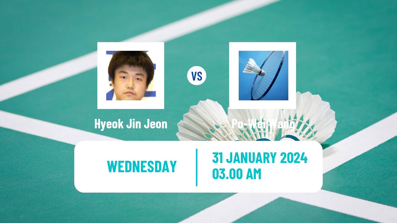 Badminton BWF World Tour Thailand Masters Men Hyeok Jin Jeon - Po-Wei Wang