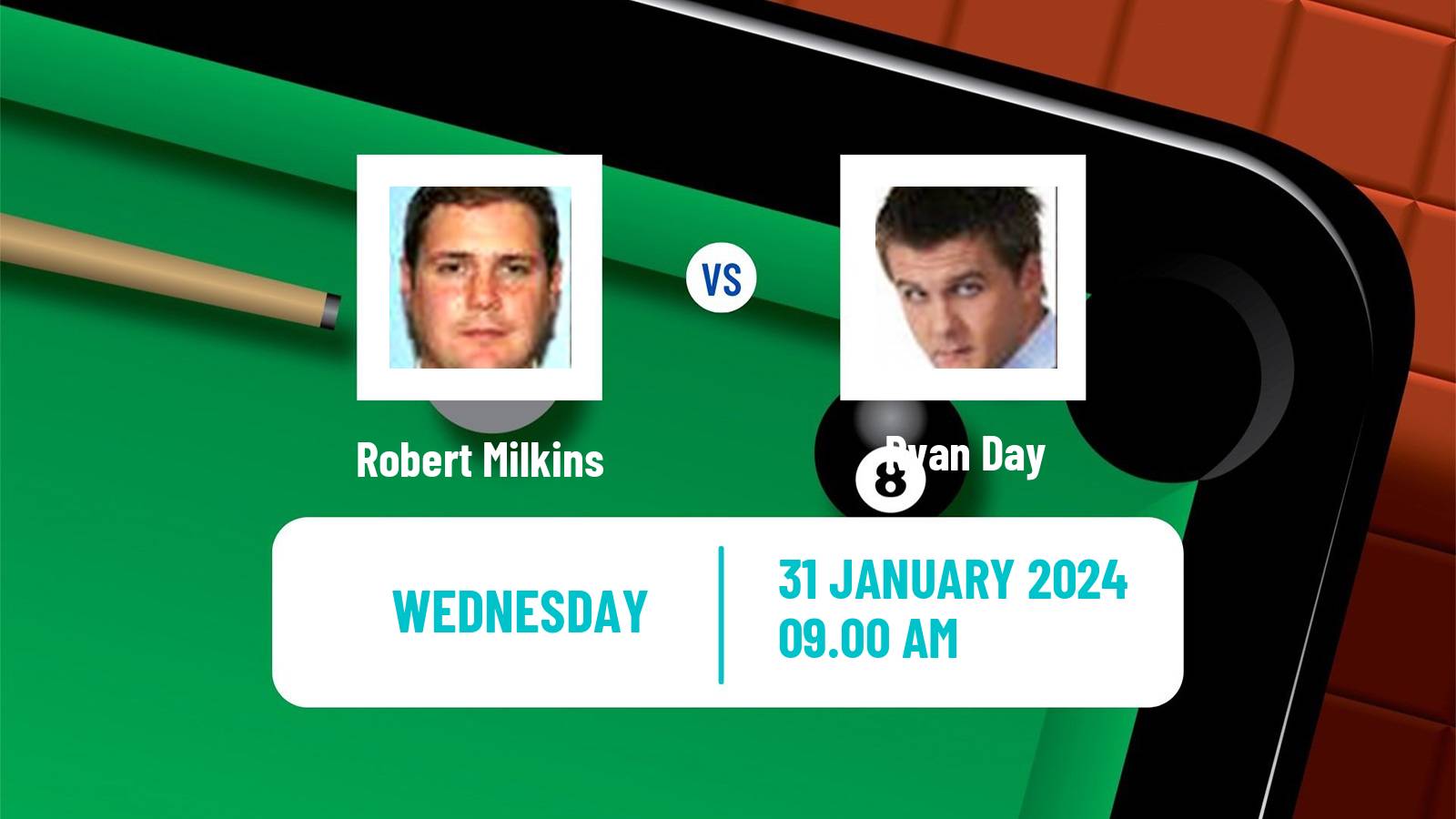 Snooker German Masters Robert Milkins - Ryan Day