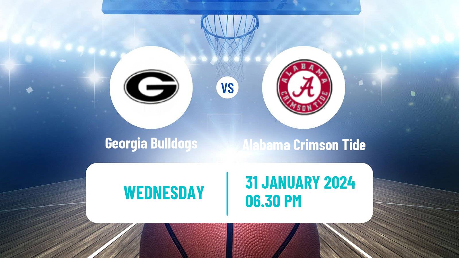 Basketball NCAA College Basketball Georgia Bulldogs - Alabama Crimson Tide