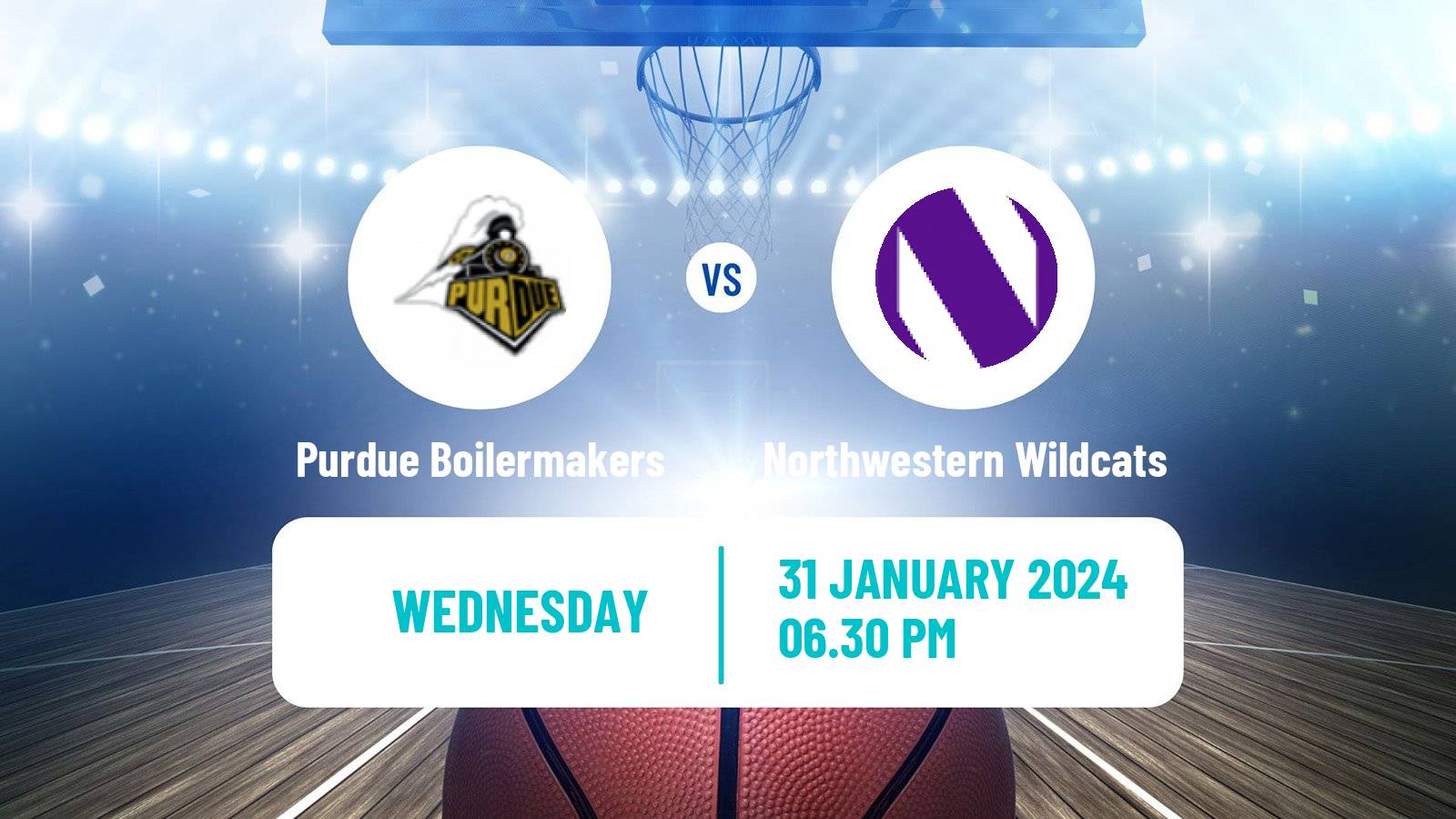 Basketball NCAA College Basketball Purdue Boilermakers - Northwestern Wildcats