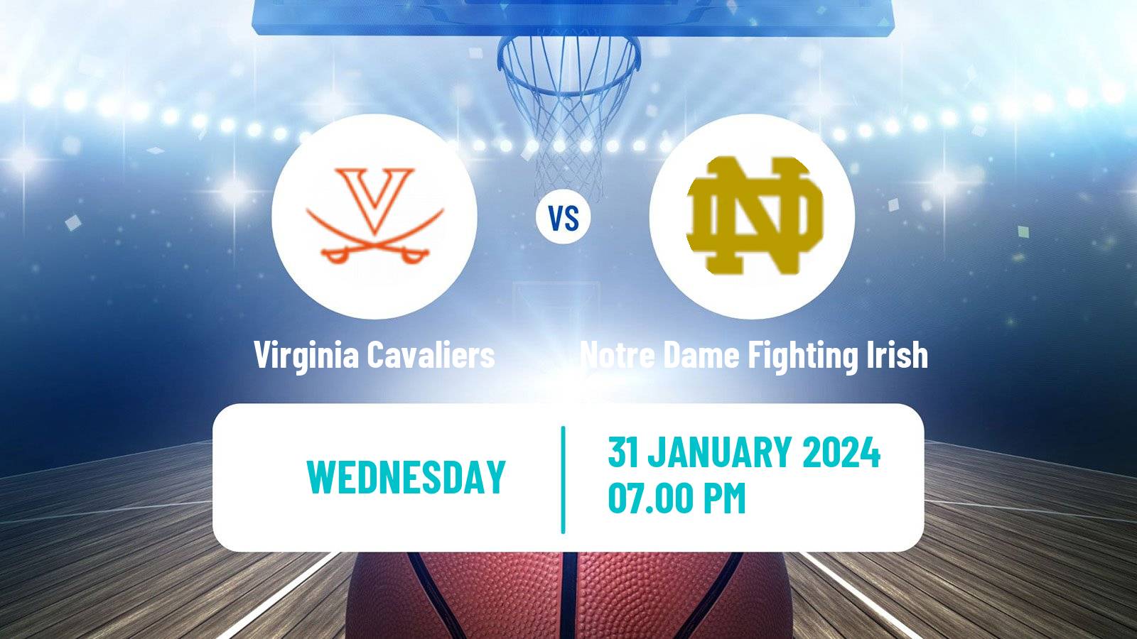 Basketball NCAA College Basketball Virginia Cavaliers - Notre Dame Fighting Irish