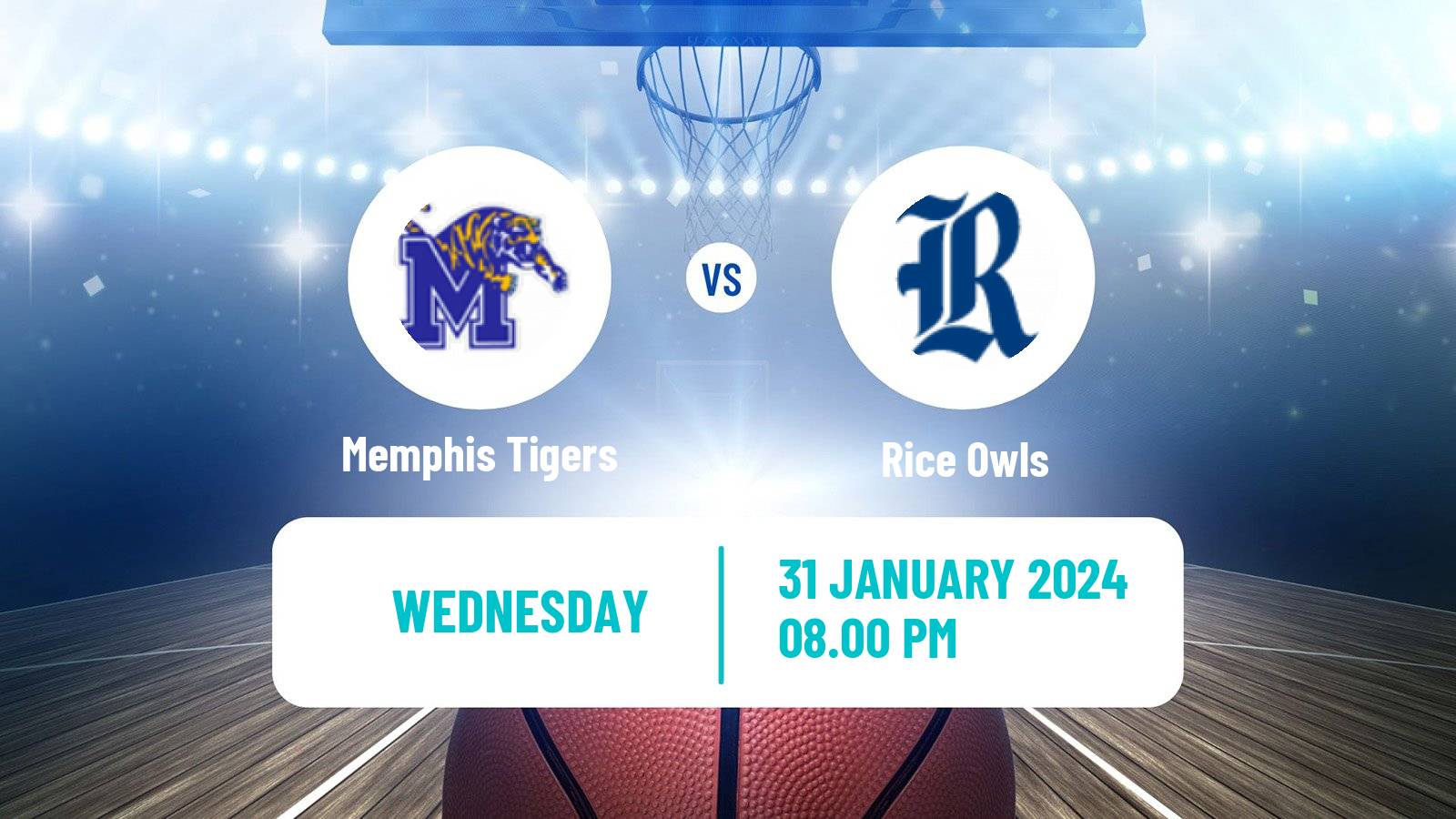 Basketball NCAA College Basketball Memphis Tigers - Rice Owls