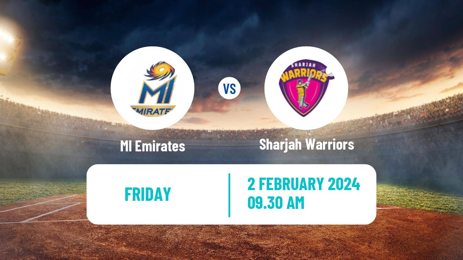 Cricket International League T20 MI Emirates - Sharjah Warriors