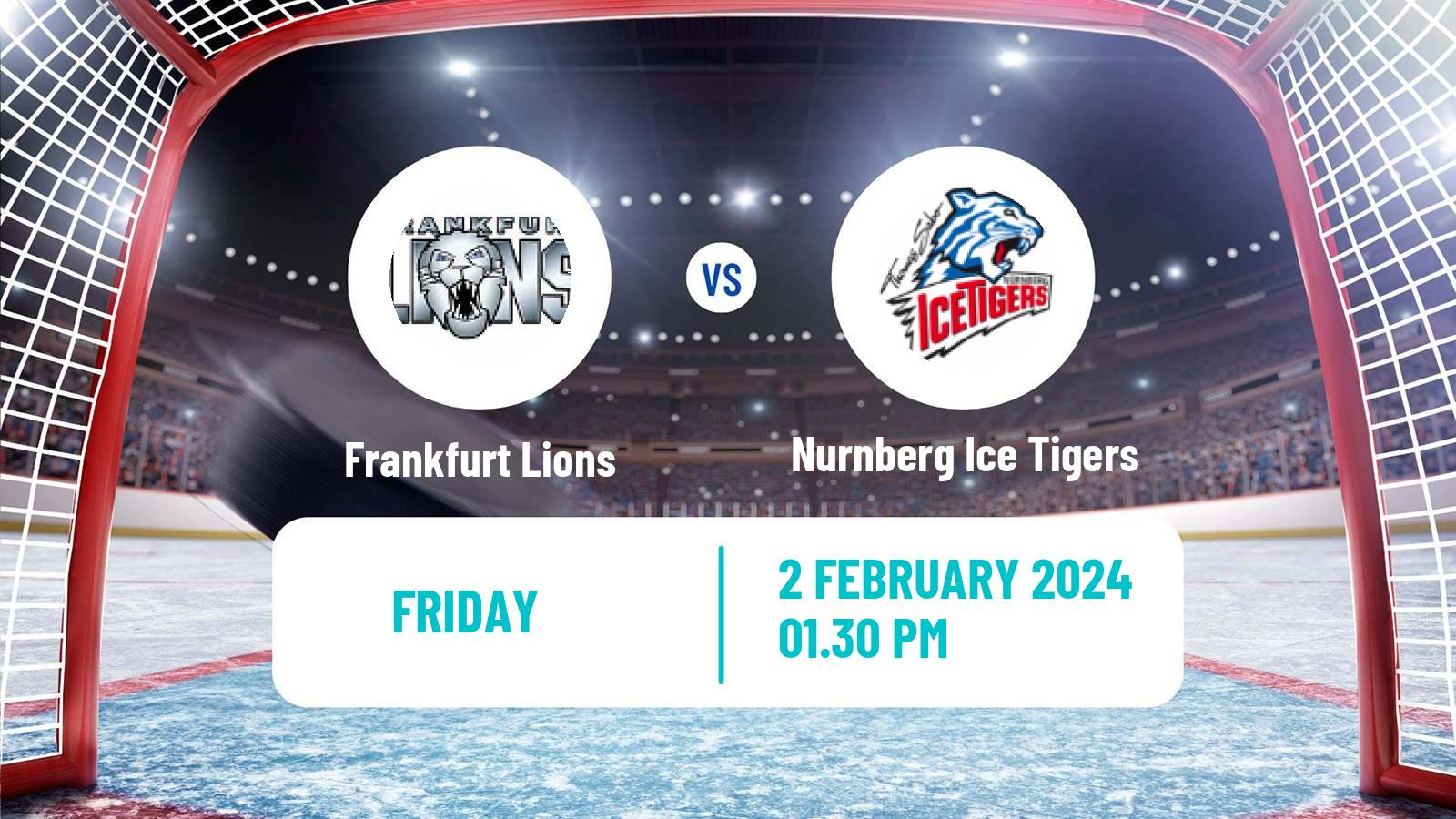 Hockey German Ice Hockey League Frankfurt Lions - Nurnberg Ice Tigers