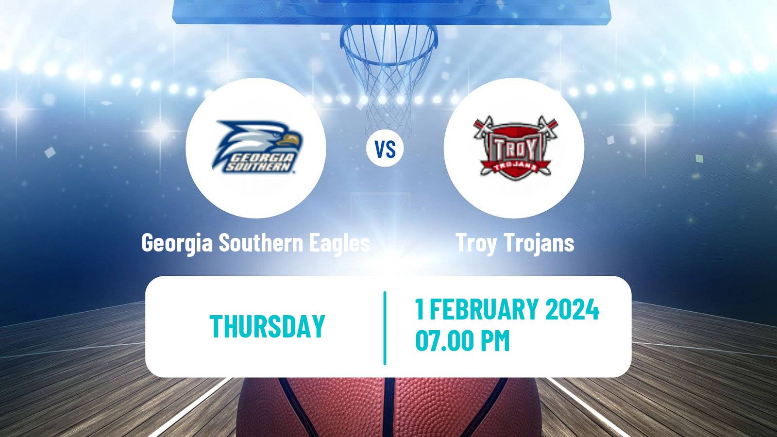 Basketball NCAA College Basketball Georgia Southern Eagles - Troy Trojans