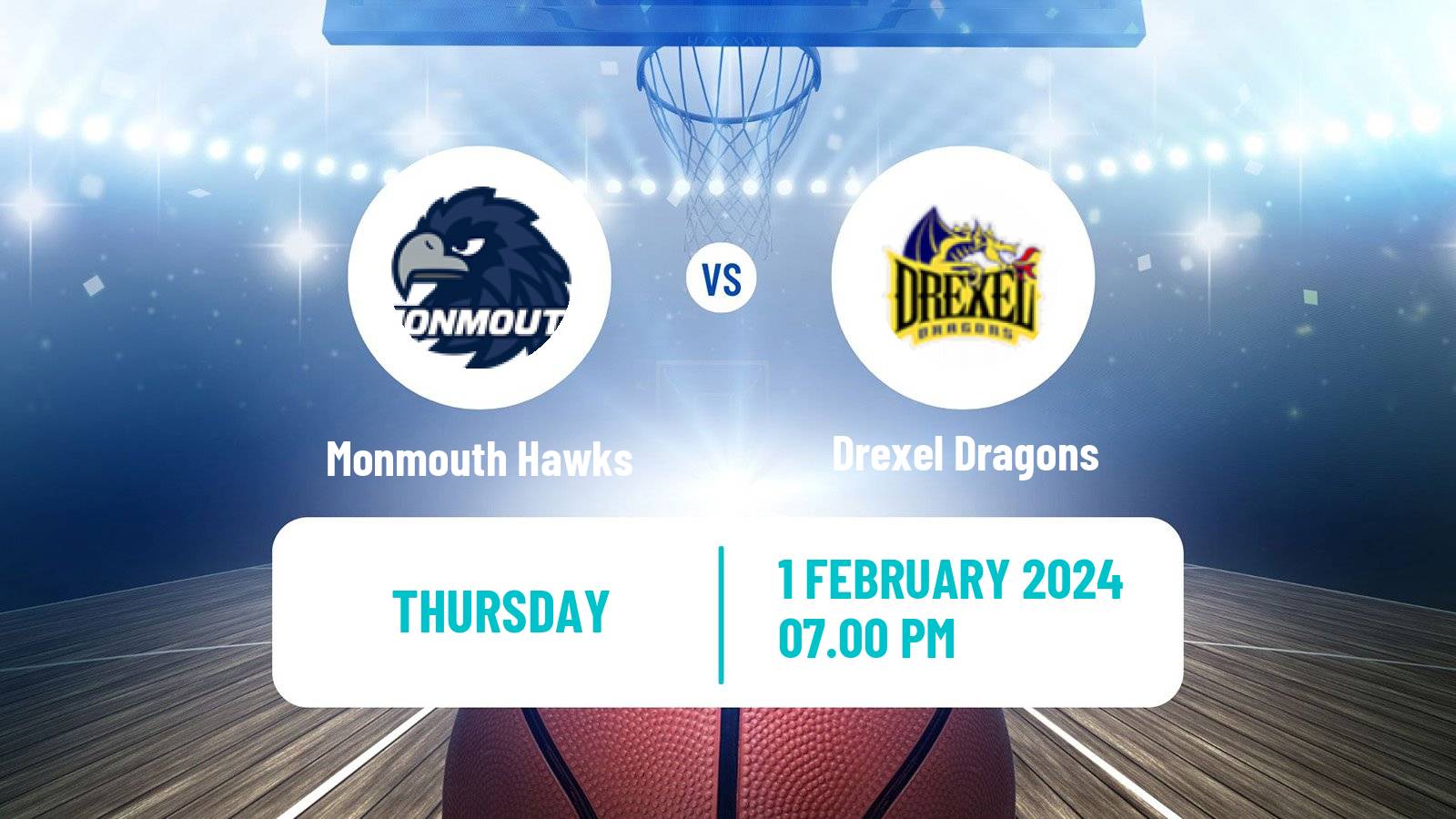 Basketball NCAA College Basketball Monmouth Hawks - Drexel Dragons