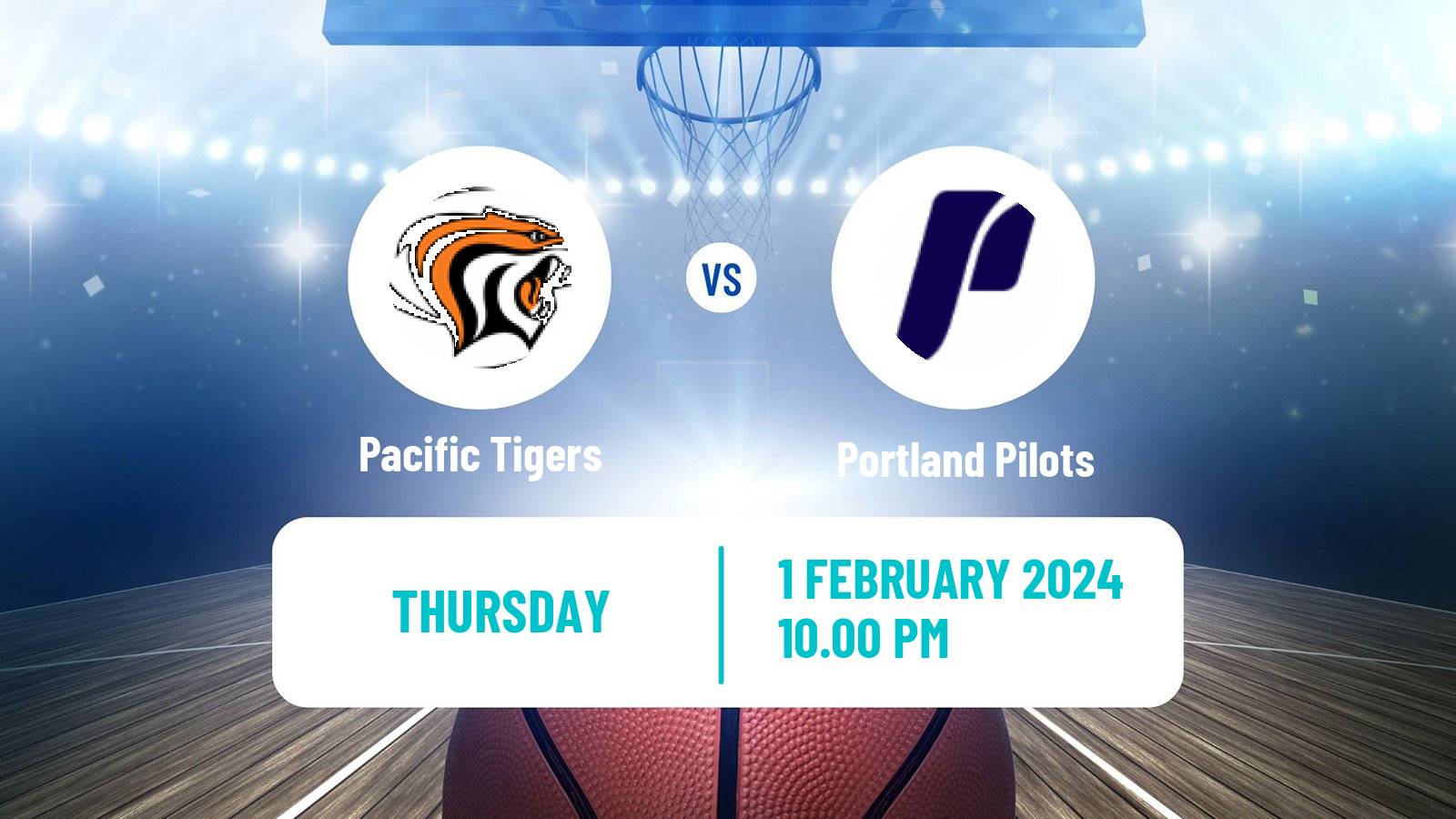 Basketball NCAA College Basketball Pacific Tigers - Portland Pilots