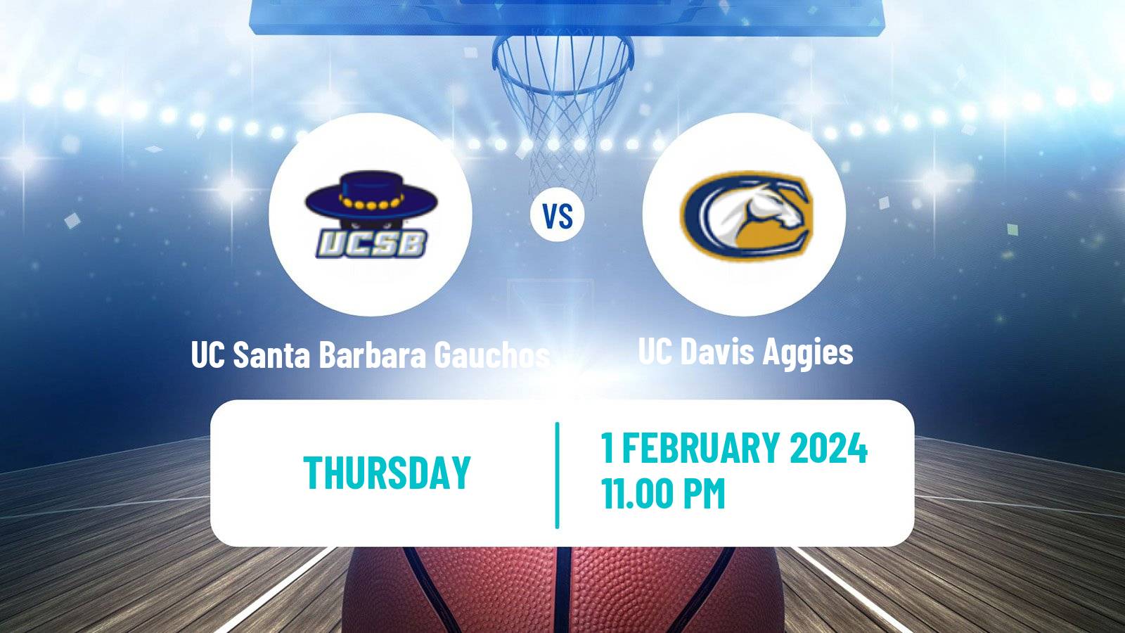 Basketball NCAA College Basketball UC Santa Barbara Gauchos - UC Davis Aggies