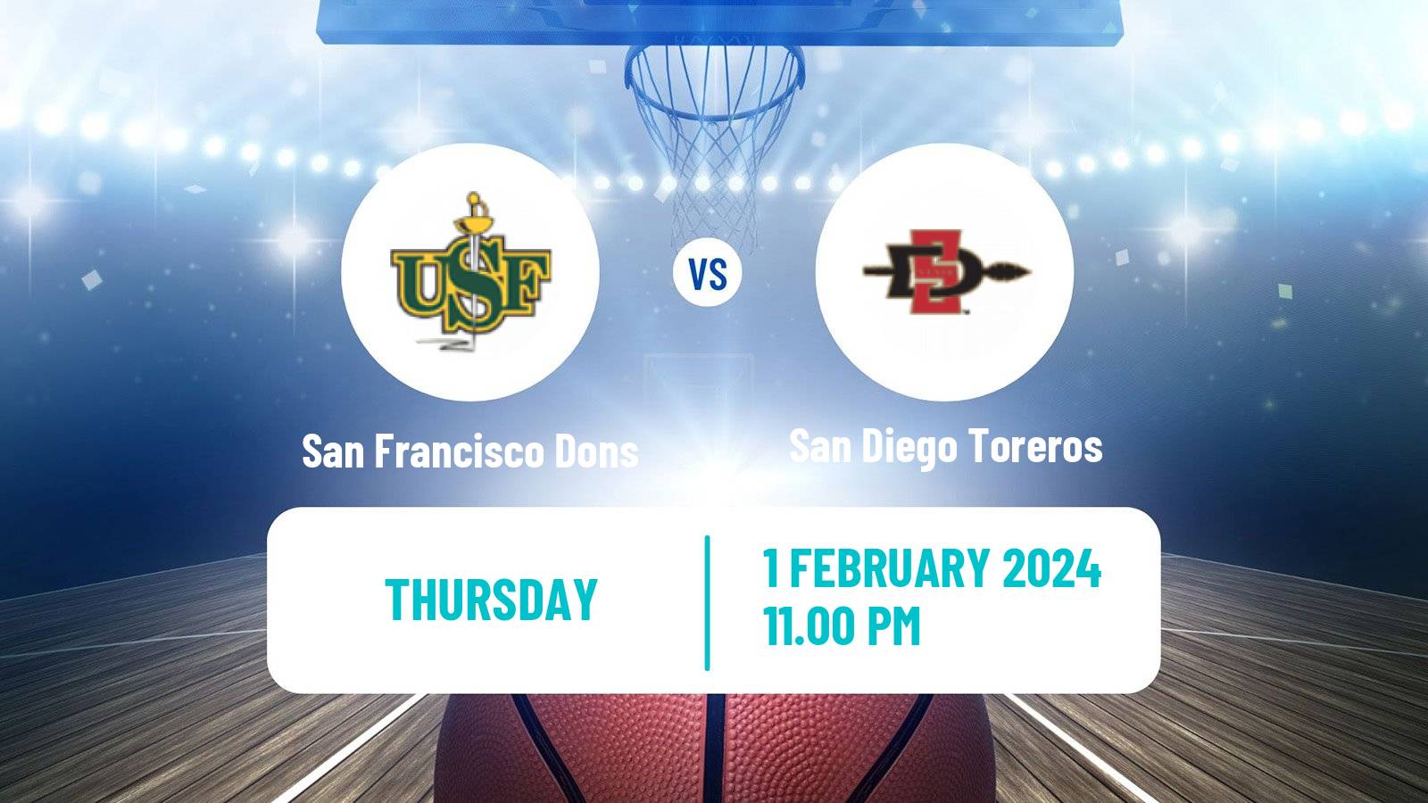 Basketball NCAA College Basketball San Francisco Dons - San Diego Toreros