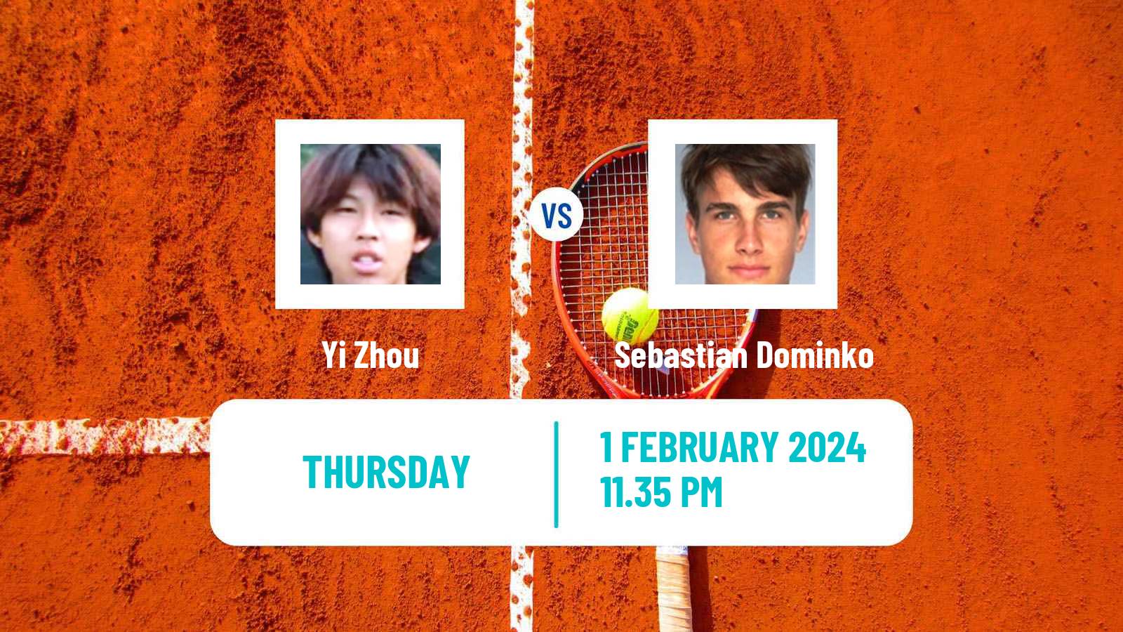 Tennis Davis Cup World Group II Yi Zhou - Sebastian Dominko