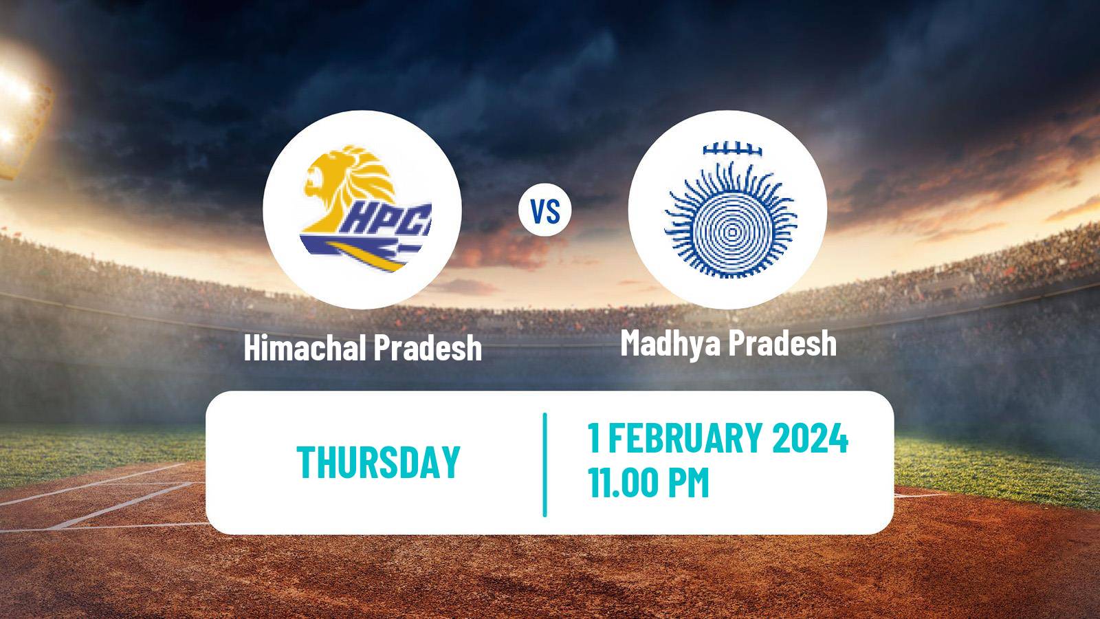 Cricket Ranji Trophy Himachal Pradesh - Madhya Pradesh