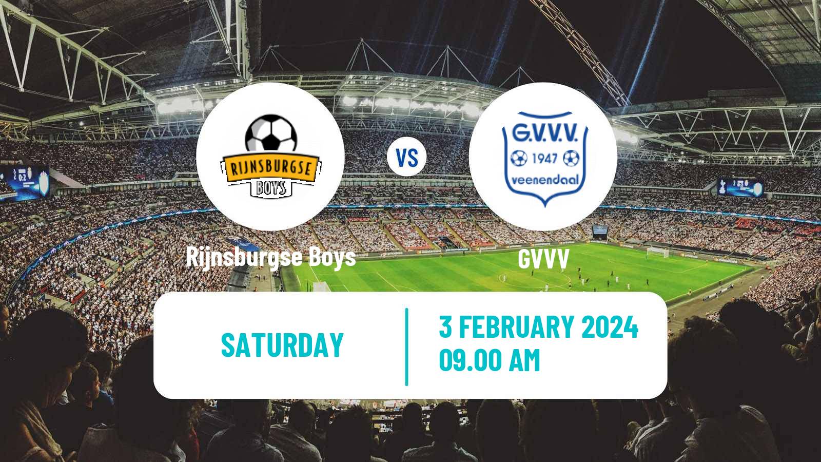 Soccer Dutch Tweede Divisie Rijnsburgse Boys - GVVV