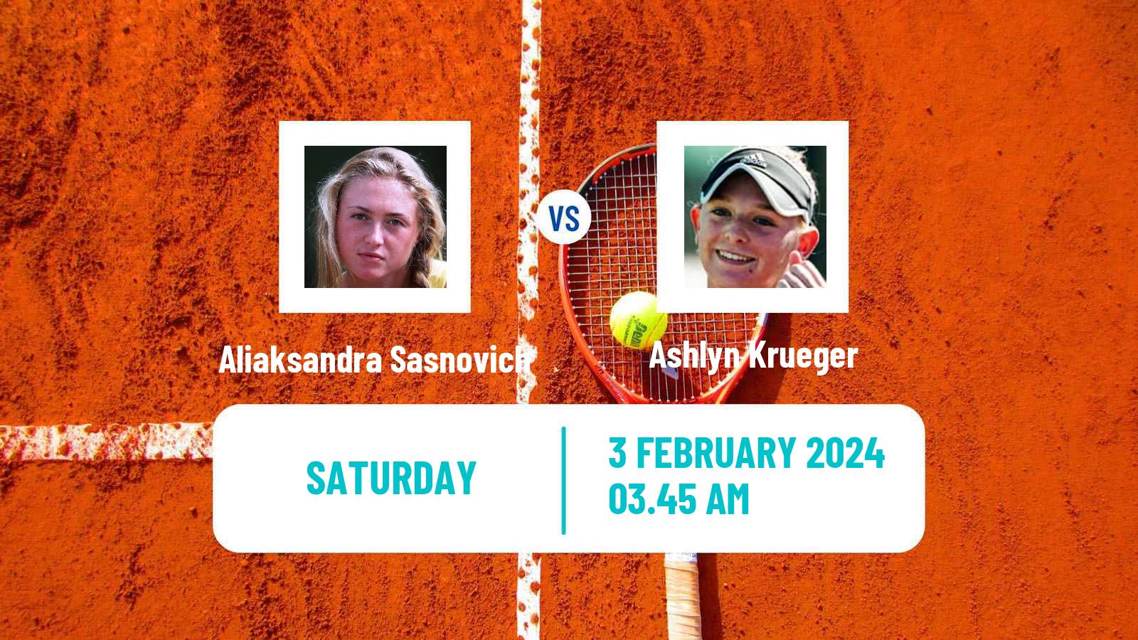 Tennis WTA Abu Dhabi Aliaksandra Sasnovich - Ashlyn Krueger