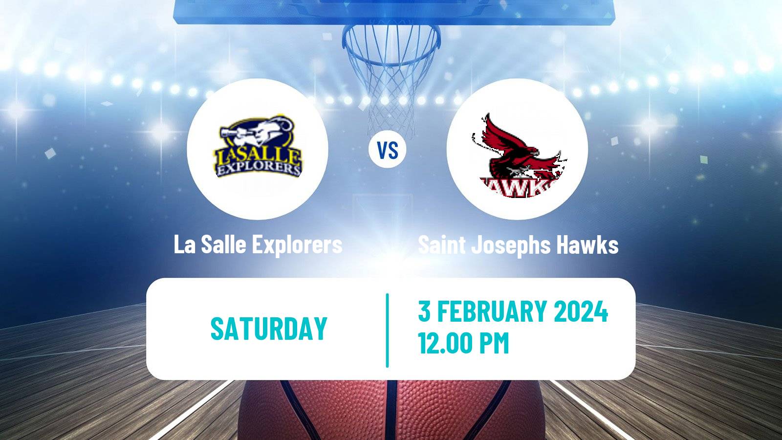 Basketball NCAA College Basketball La Salle Explorers - Saint Josephs Hawks
