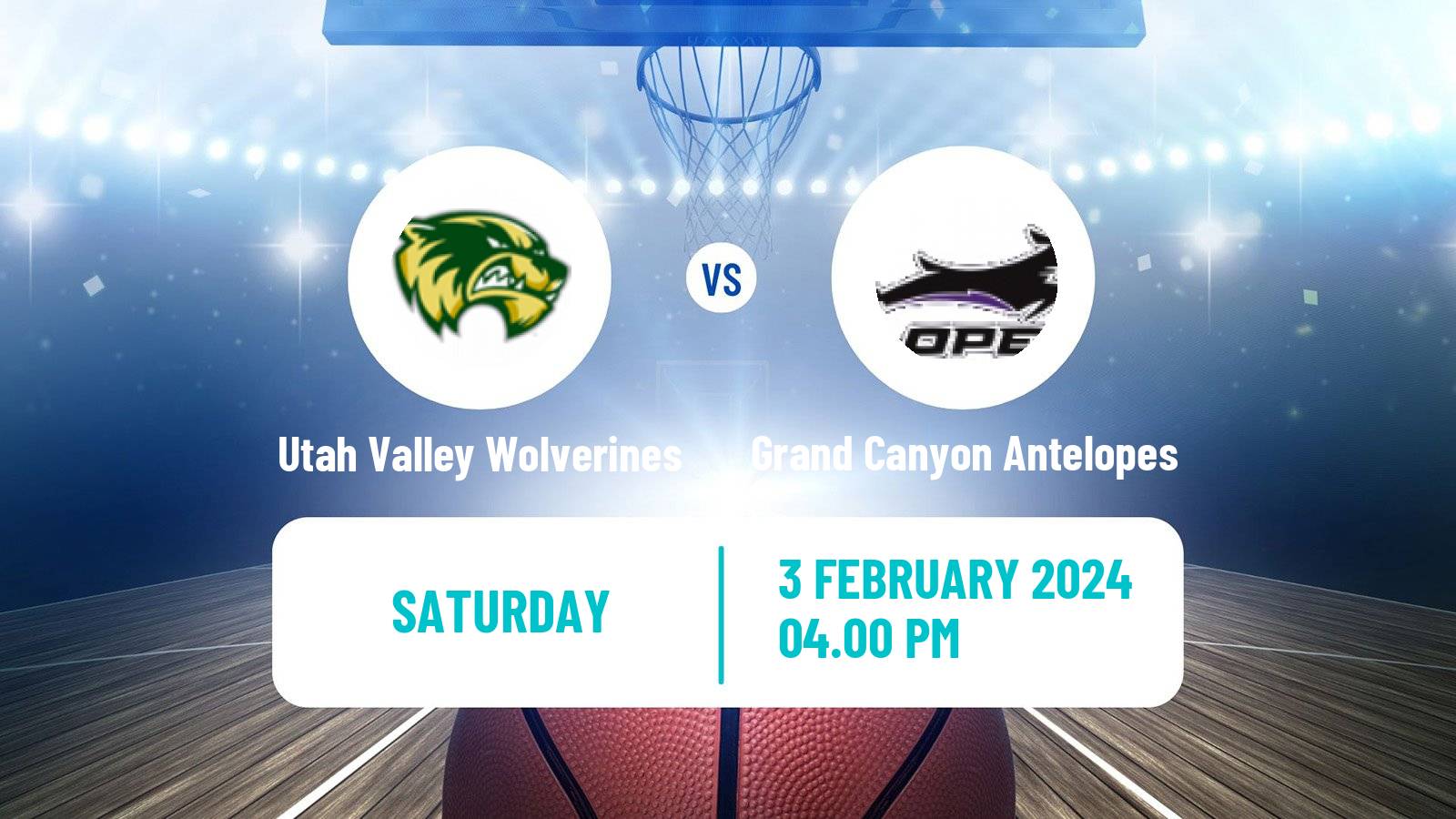 Basketball NCAA College Basketball Utah Valley Wolverines - Grand Canyon Antelopes