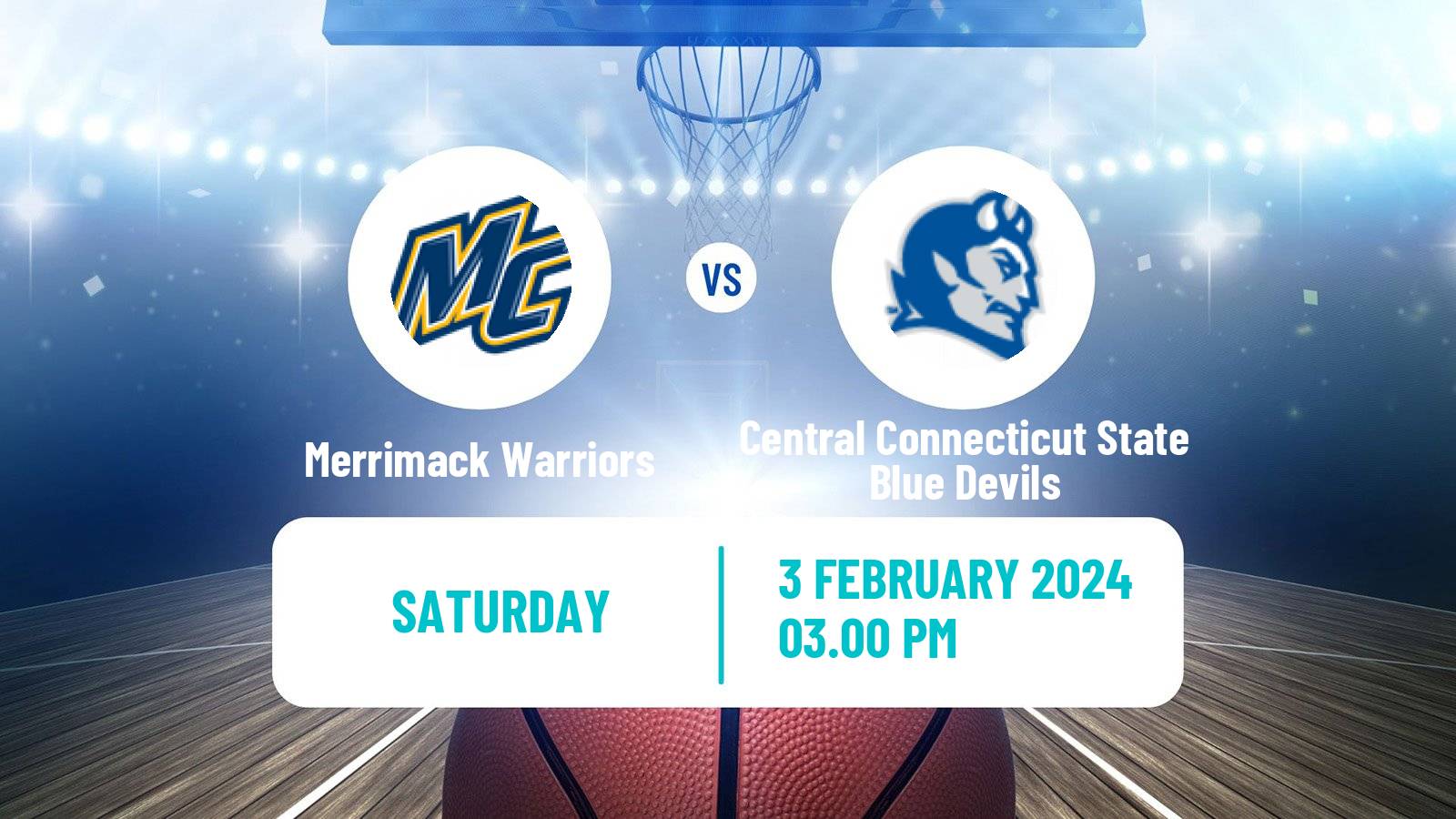 Basketball NCAA College Basketball Merrimack Warriors - Central Connecticut State Blue Devils