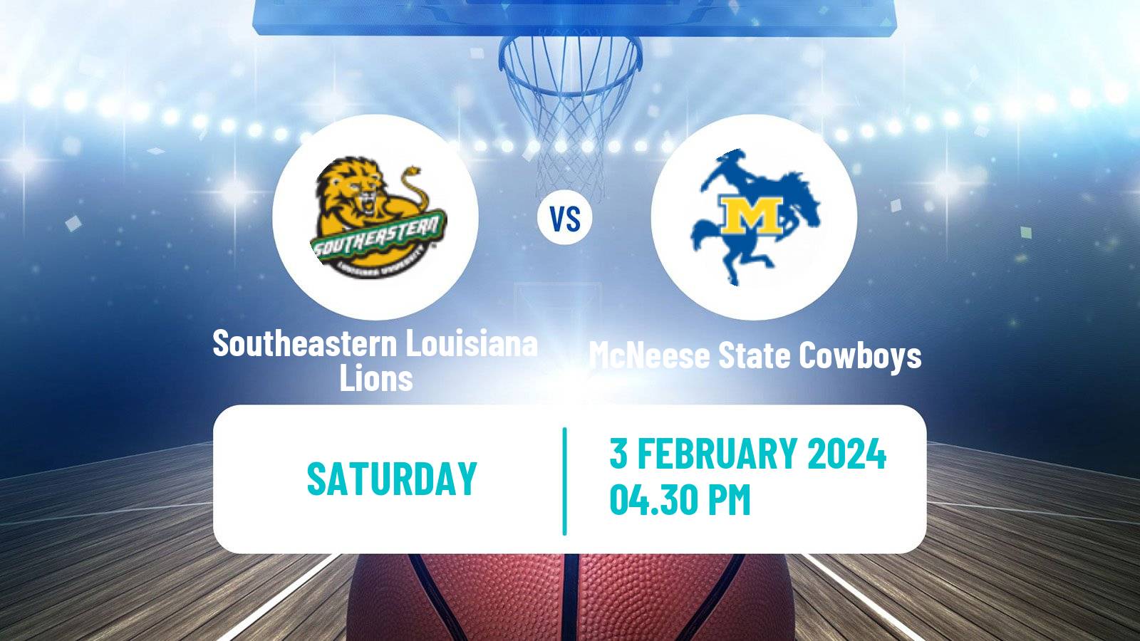 Basketball NCAA College Basketball Southeastern Louisiana Lions - McNeese State Cowboys