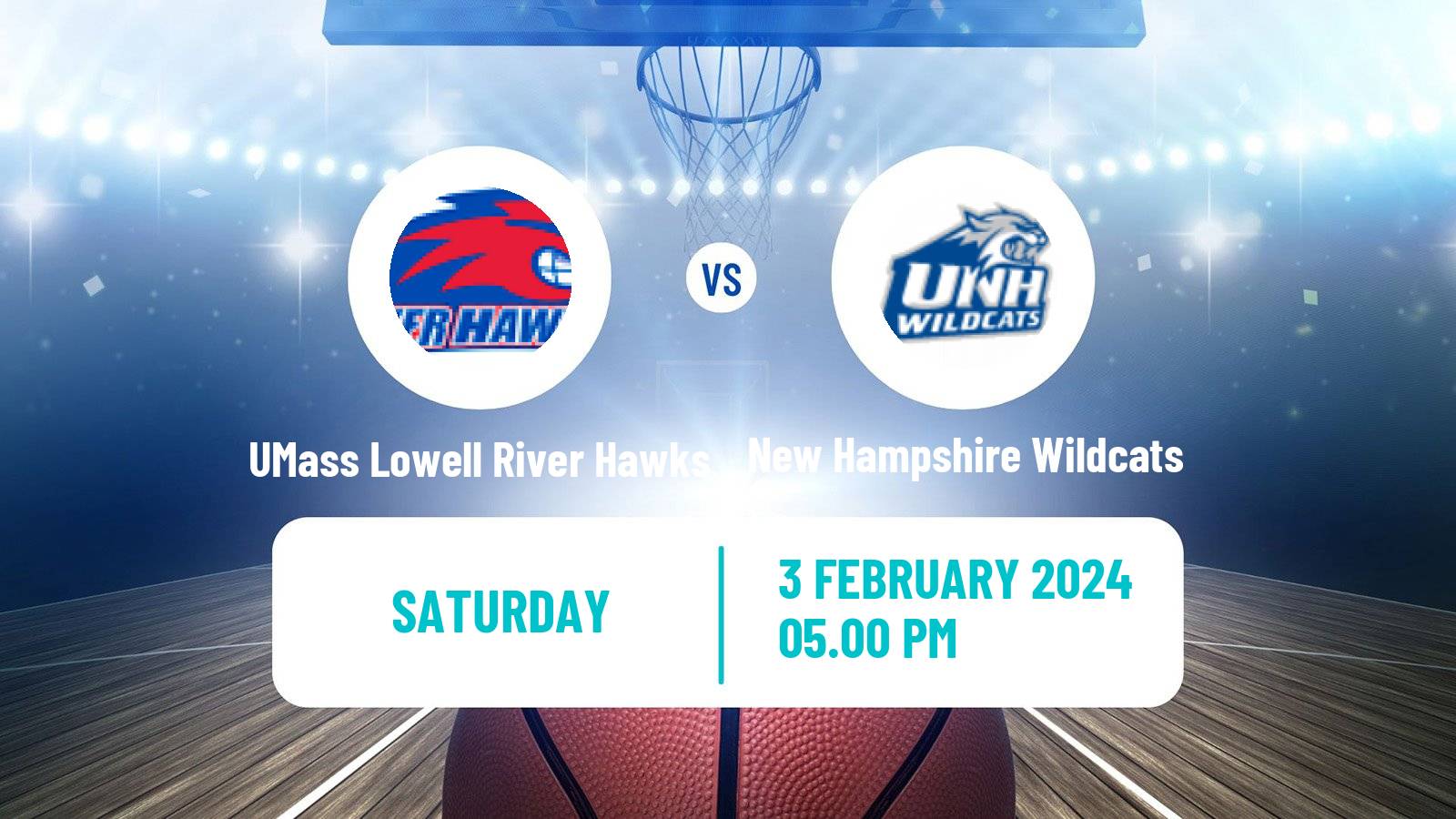 Basketball NCAA College Basketball UMass Lowell River Hawks - New Hampshire Wildcats