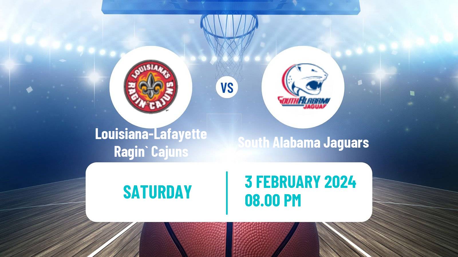 Basketball NCAA College Basketball Louisiana-Lafayette Ragin` Cajuns - South Alabama Jaguars
