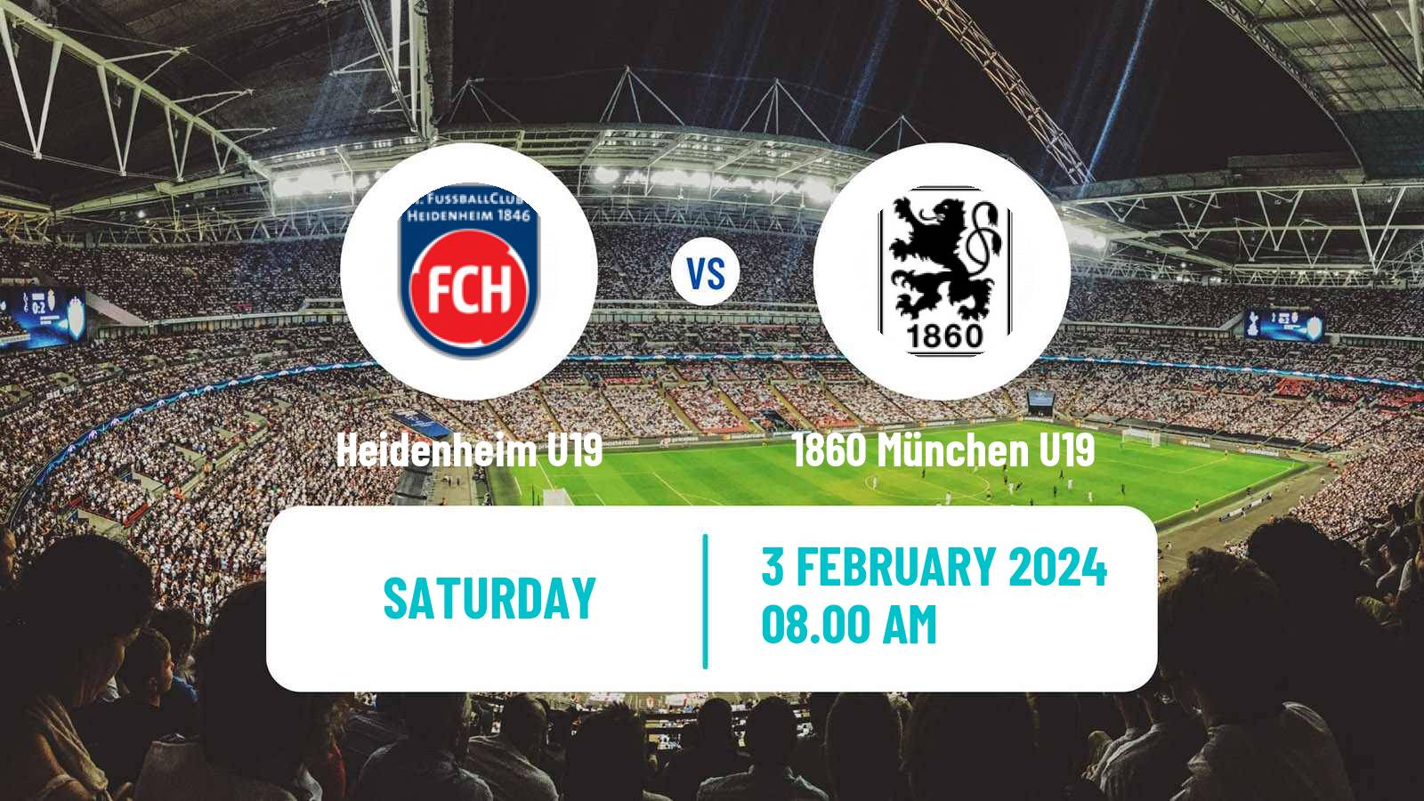 Soccer German Junioren Bundesliga South Heidenheim U19 - 1860 München U19
