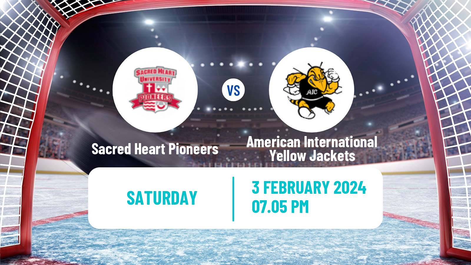 Hockey NCAA Hockey Sacred Heart Pioneers - American International Yellow Jackets