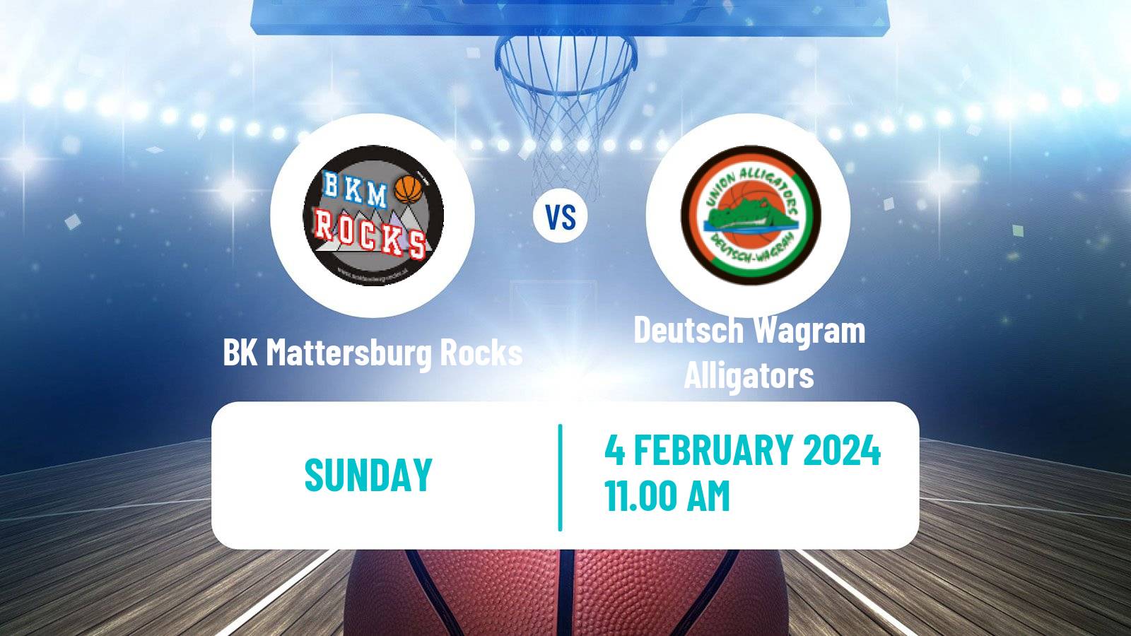 Basketball Austrian Zweite Liga Basketball BK Mattersburg Rocks - Deutsch Wagram Alligators