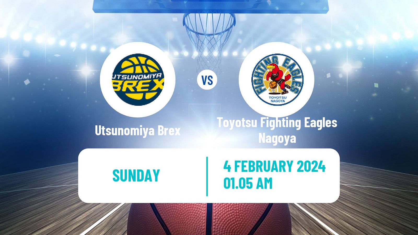 Basketball BJ League Utsunomiya Brex - Toyotsu Fighting Eagles Nagoya