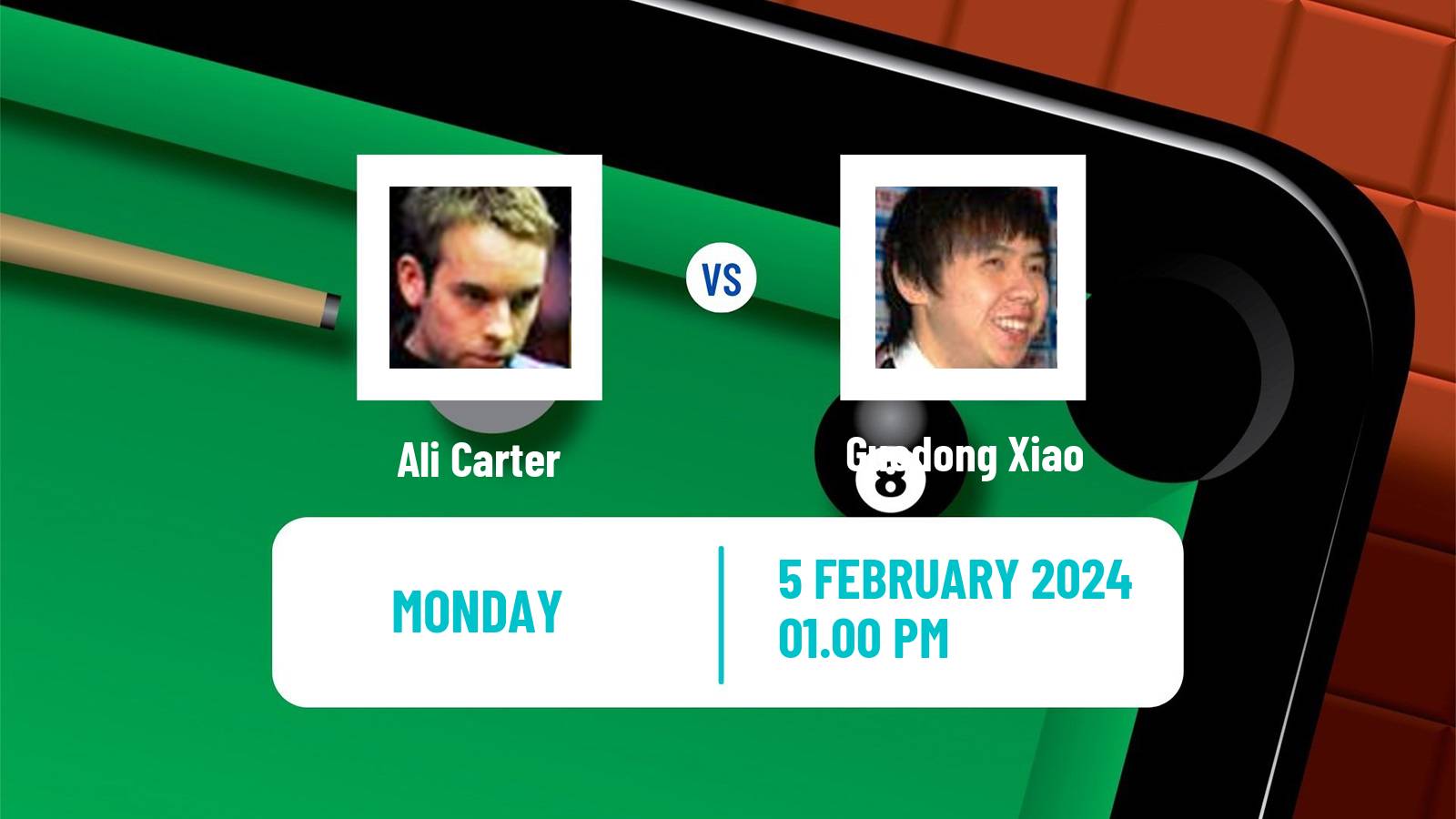 Snooker Championship League Ali Carter - Guodong Xiao